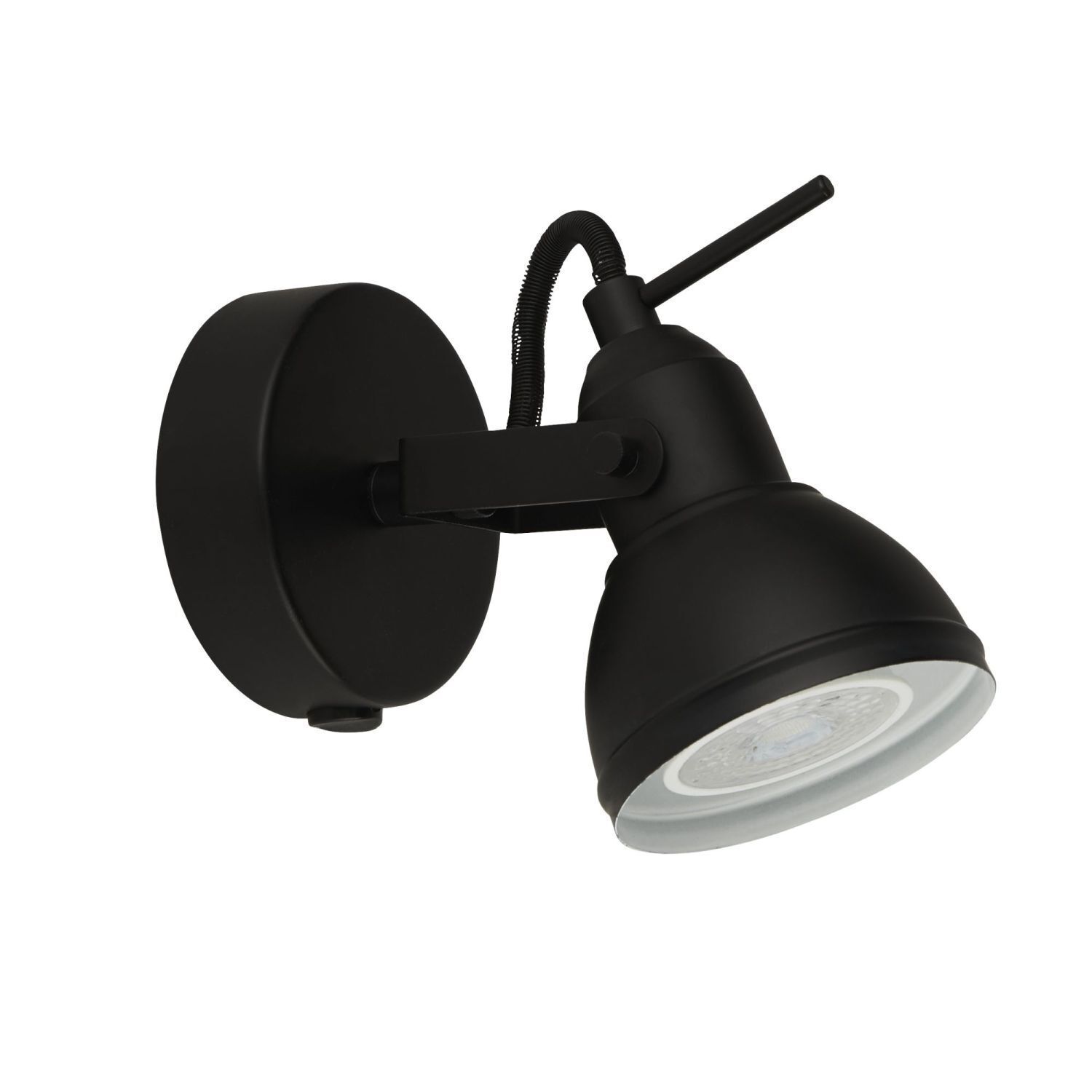 Spot mural noir en métal orientable GU10 jusqu'à 50 W