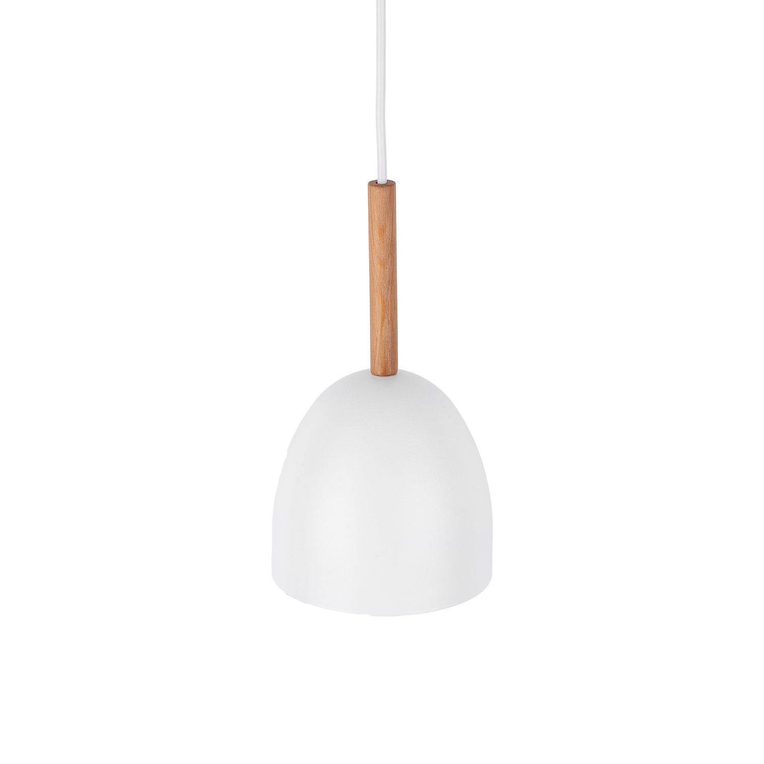 Suspension métal bois Ø 13 cm Blanc Scandinave E27