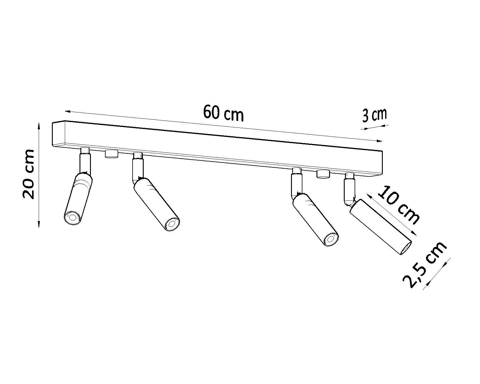 Spot de plafond blanc métal 60 cm de long 4-flamme G9