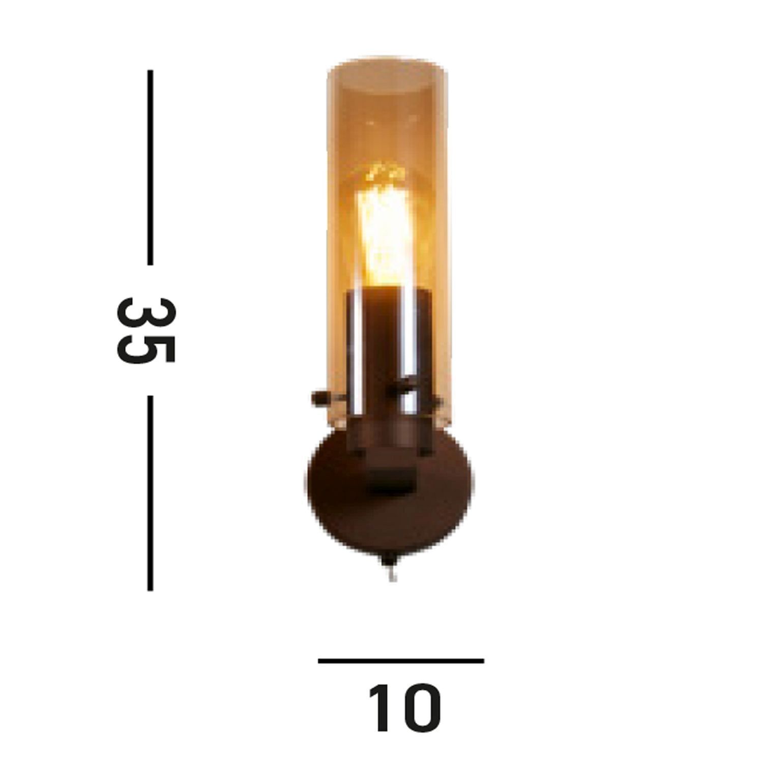Wandlampe mit Schalter Metall Glas E27 Mokka Bernstein Wandleuchte, Bodenklemme, E27, Standleuchte, Bronzefarben