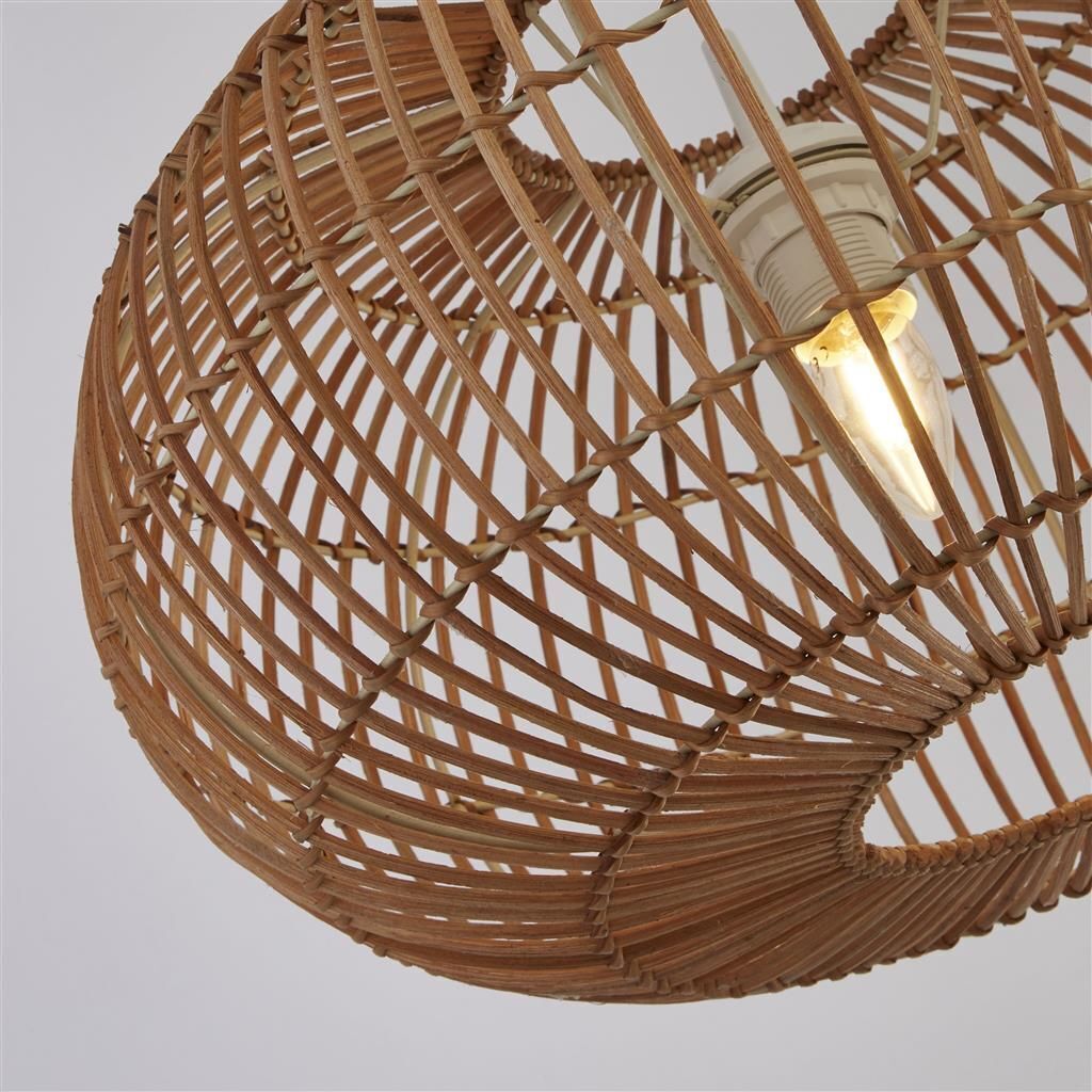 Suspension Corbeille Bambou D : 48 cm E27 Ø 48 cm Noir Naturel