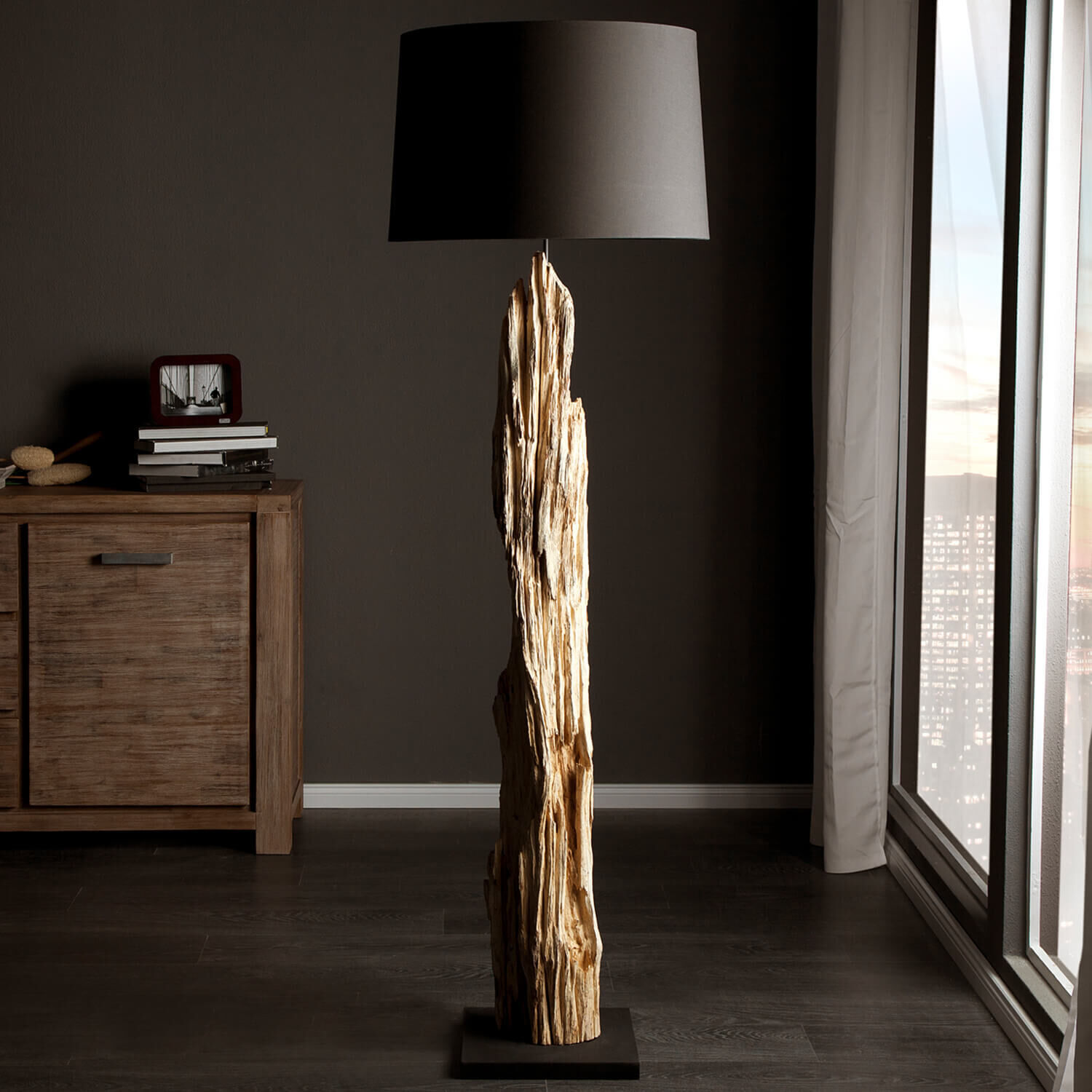 Lampadaire 175cm Moderne individuel bois flotté