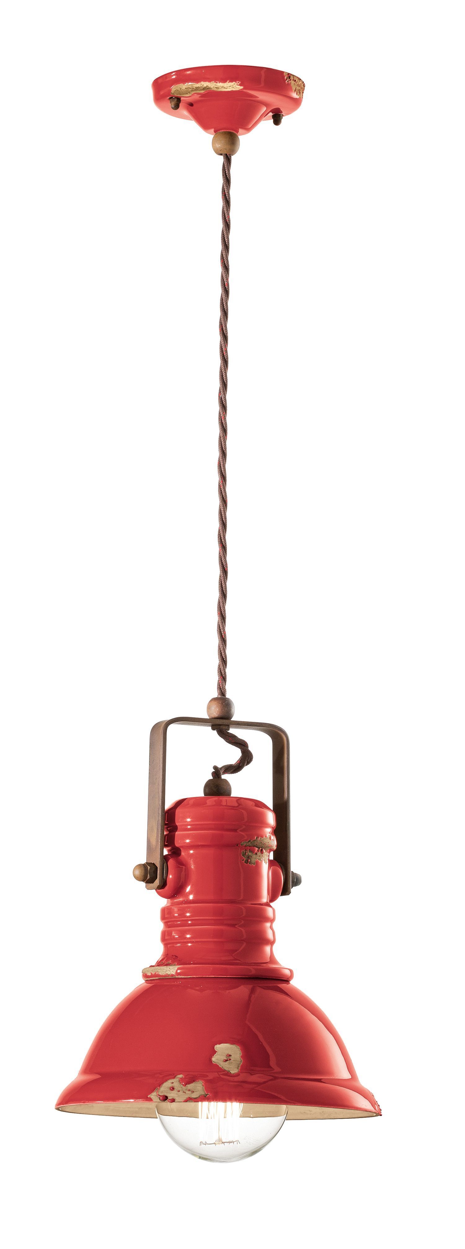 Lampe à suspendre céramique E27 D : 23 cm H : max. 150 cm Rouge