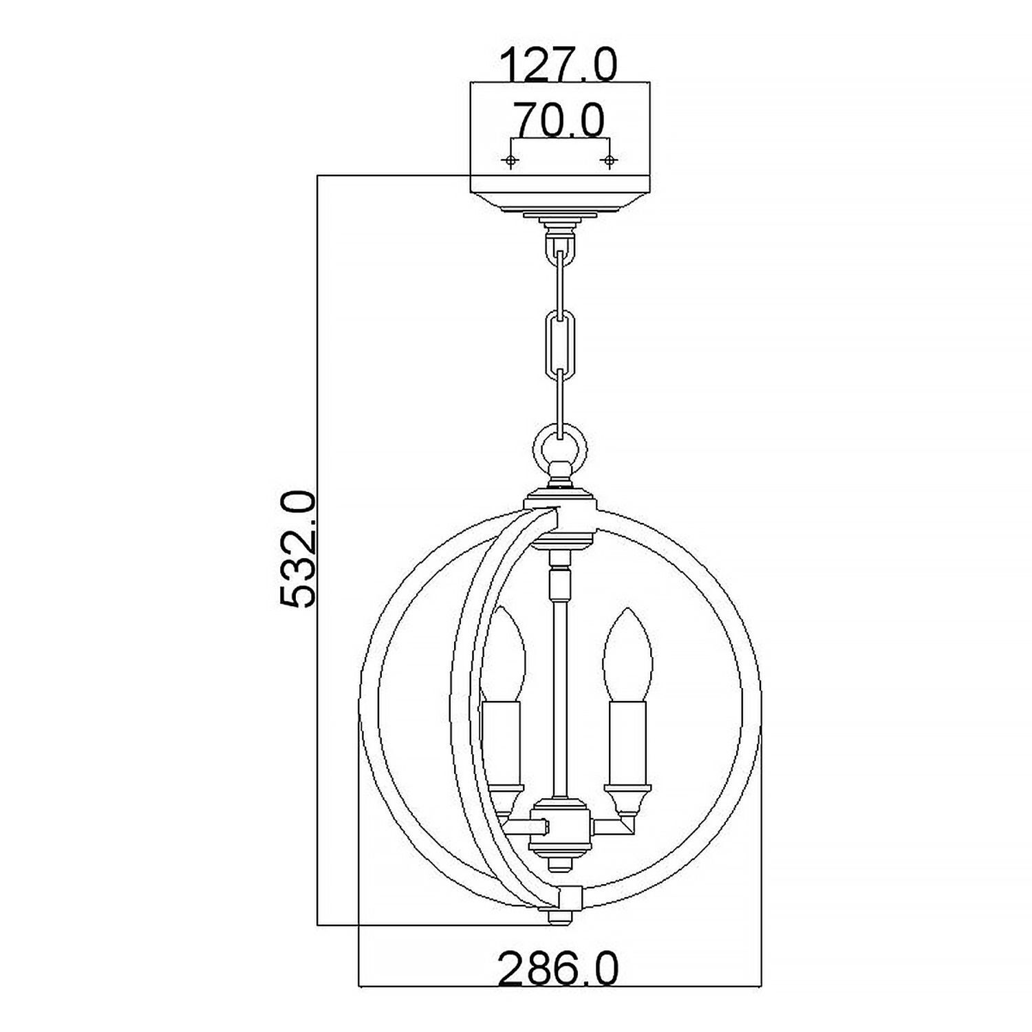 Suspension en métal Ø 28,6 cm en laiton bruni