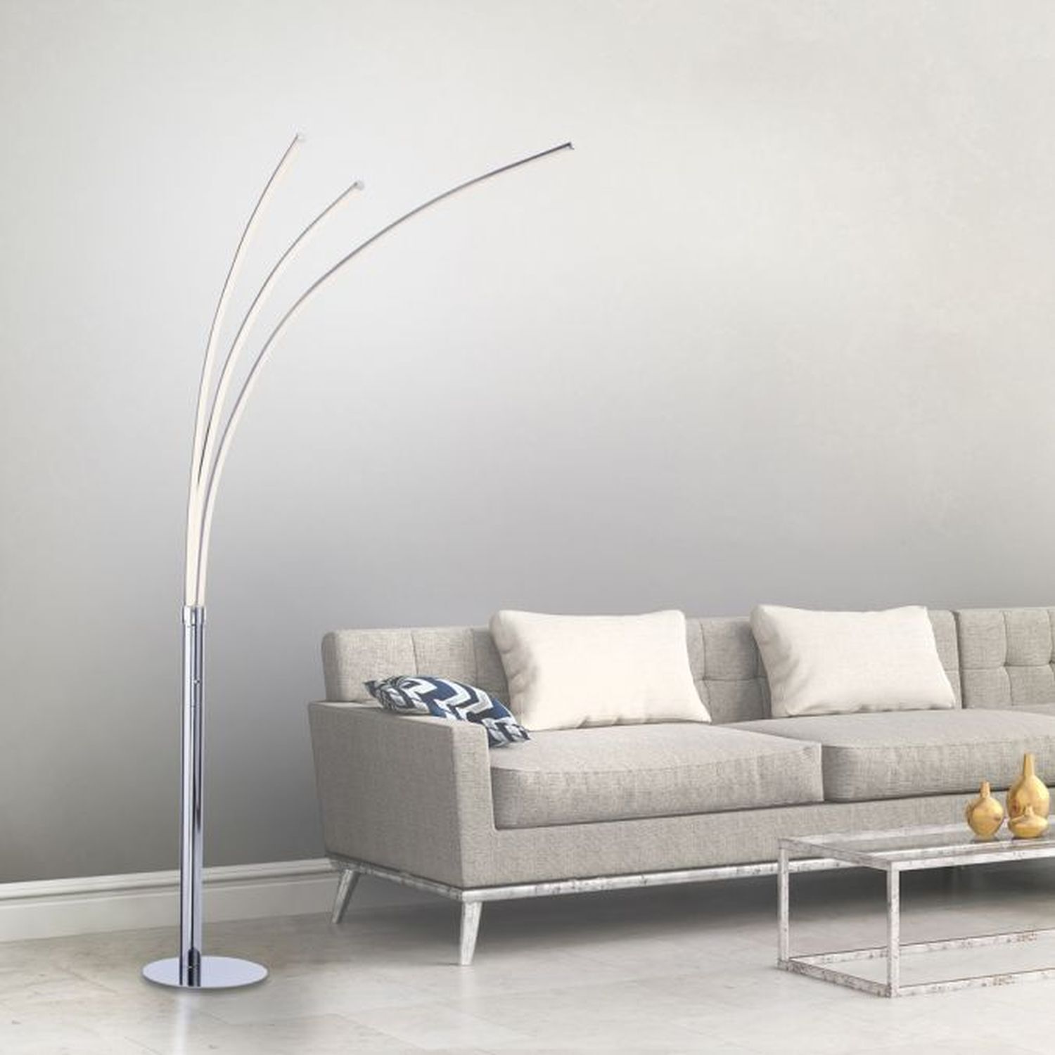 Lampe LED en arc chromée métal 6 W 733 lm 215 cm XXL Lampe, Stehlampe, Couch, Mobiliar