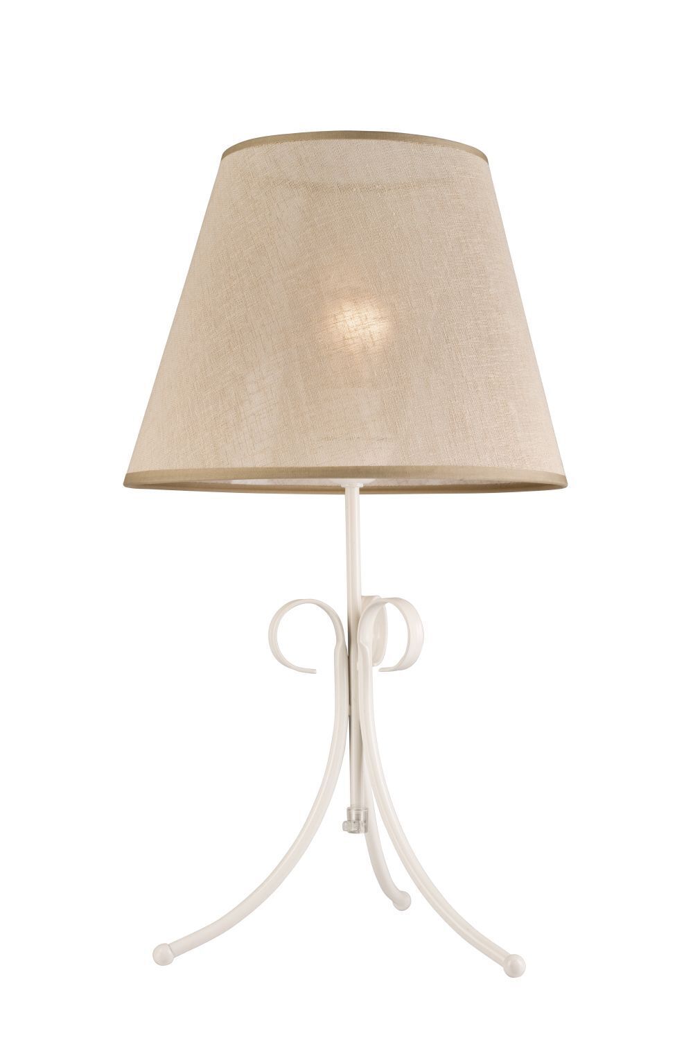 Beige Lampe de table tissu rond campagne ABUELA