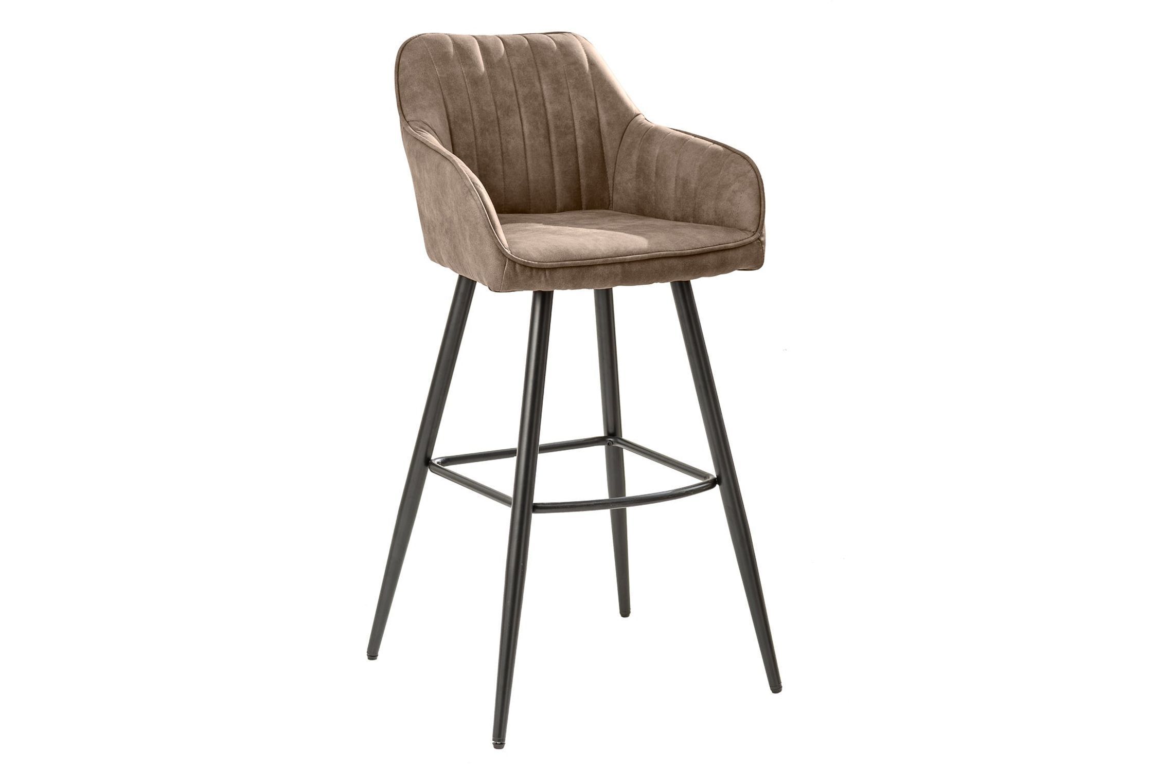 Tabouret de bar avec dossier Tissu Métal Taupe Noir Moderne Moebel, Stuhl