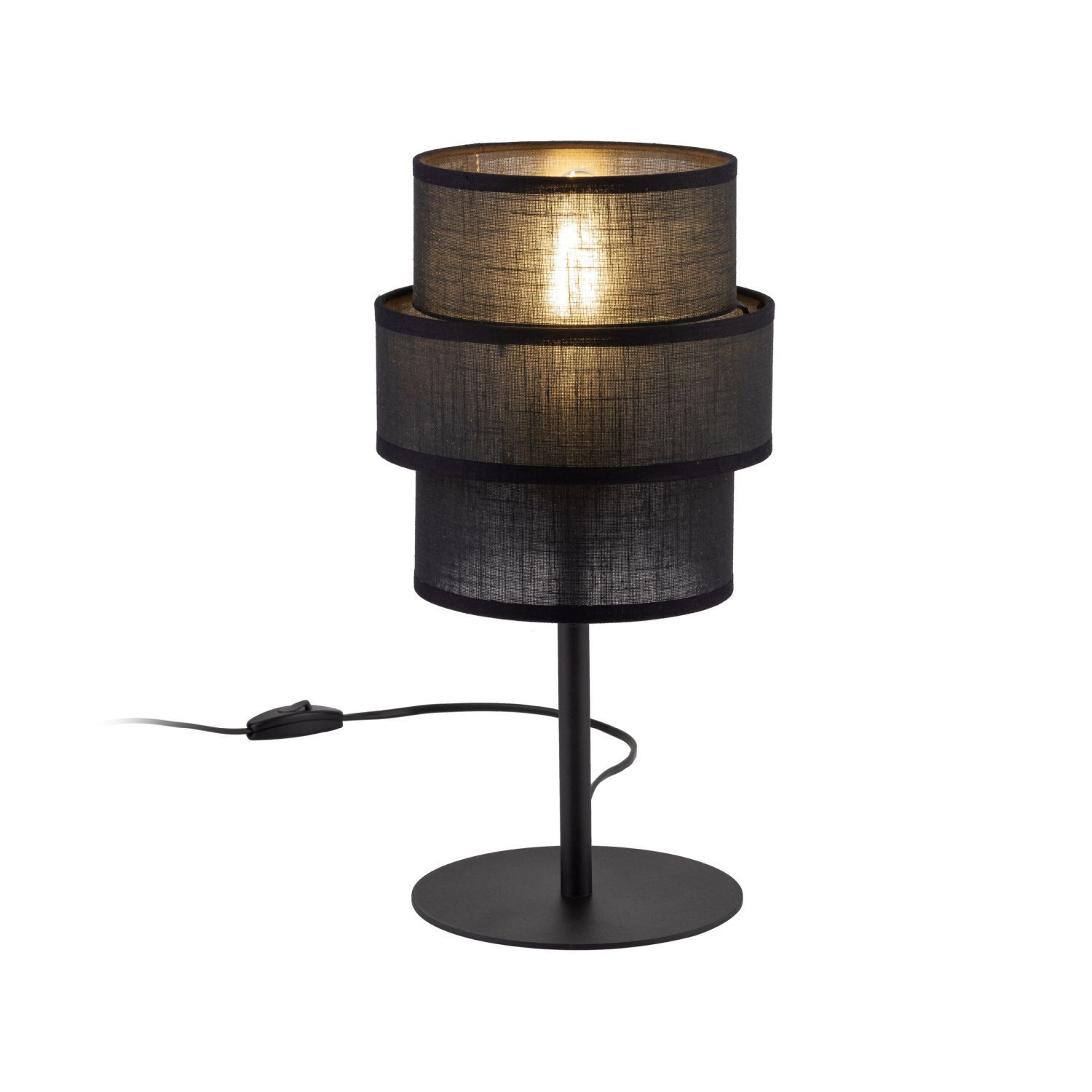 Lampe de table noire 38 cm de haut Tissu Métal E27 GREET