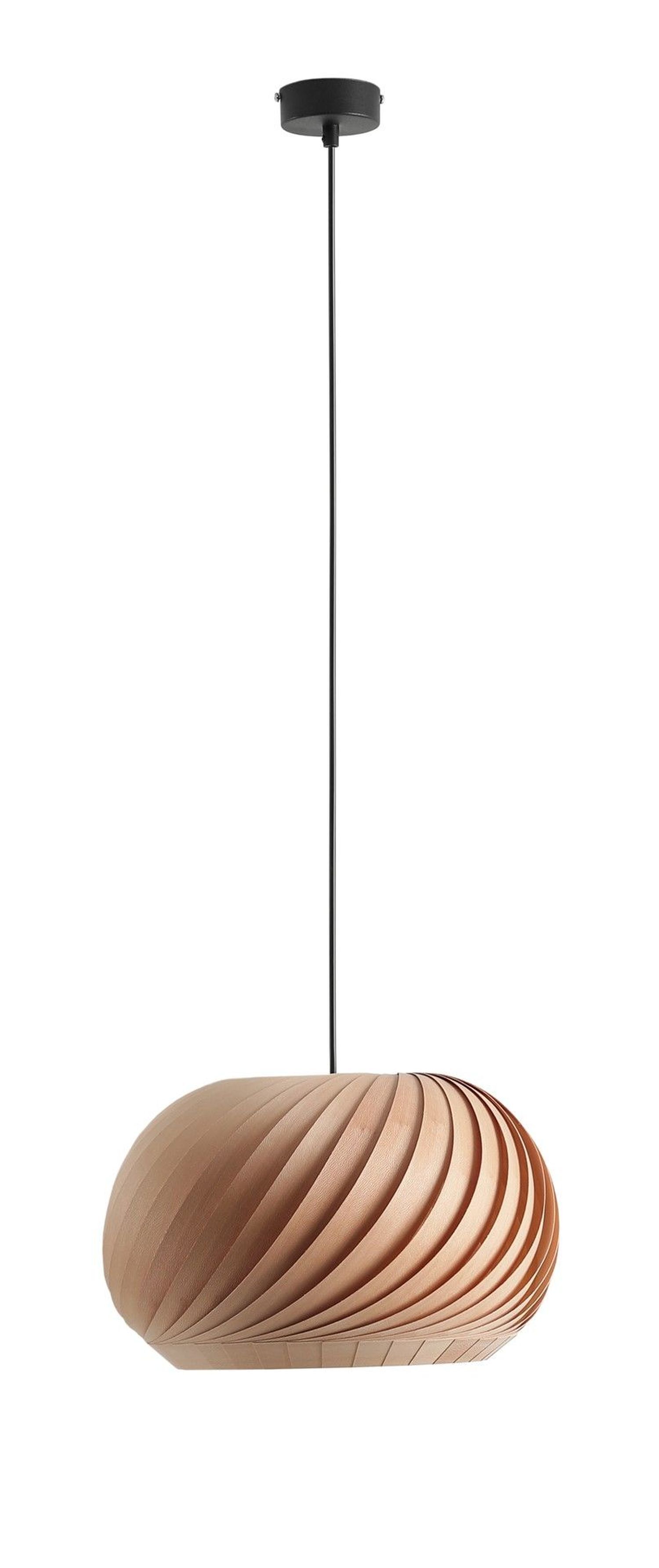 Suspension ronde en bois naturel E27 Ø38 cm décoratif