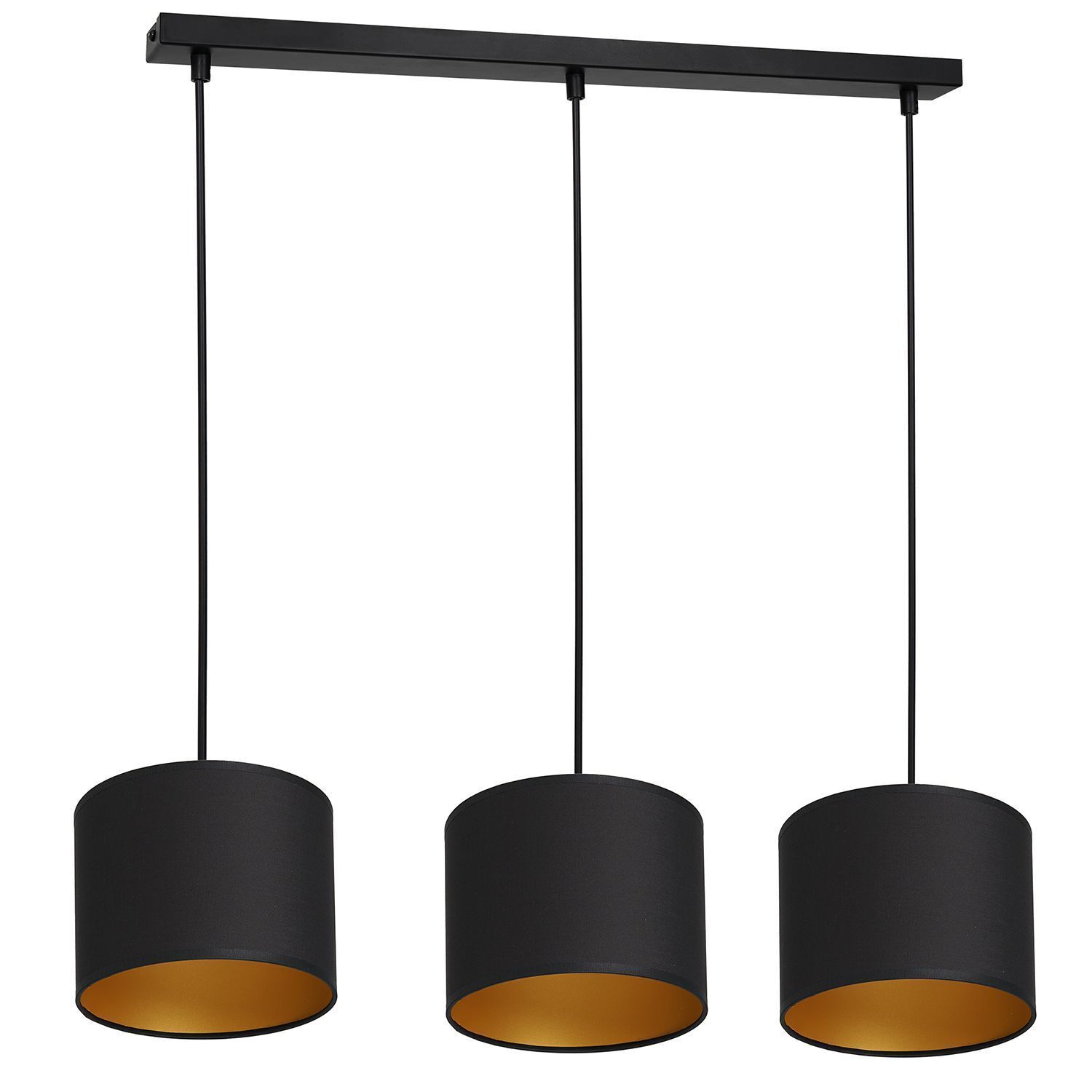 Lampe à suspendre Noir Or Tissu Métal L:75 cm éblouissant