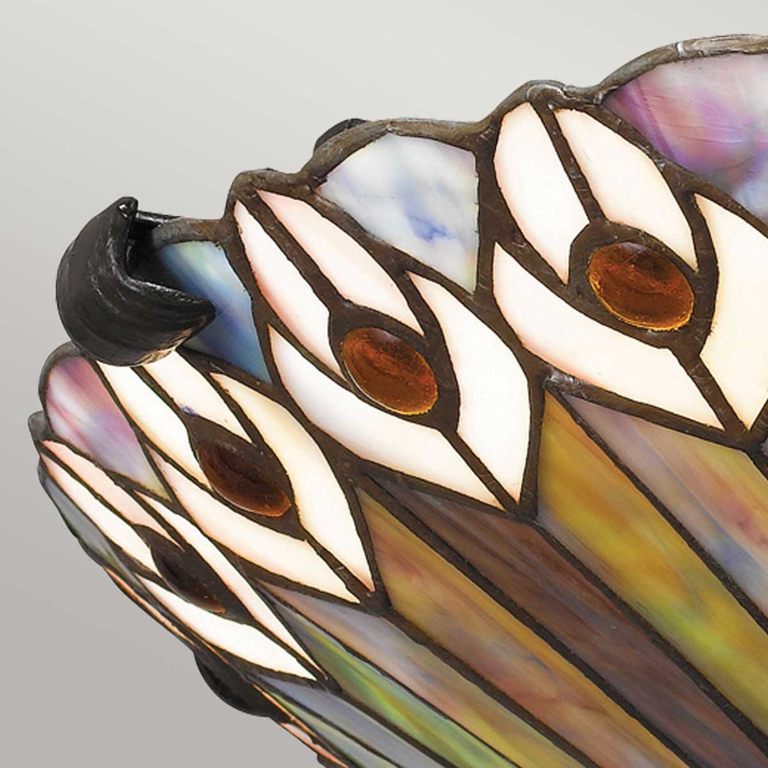 Lampe de plafonnier vitrail Ø 42 cm rond 2x E27 style Tiffany