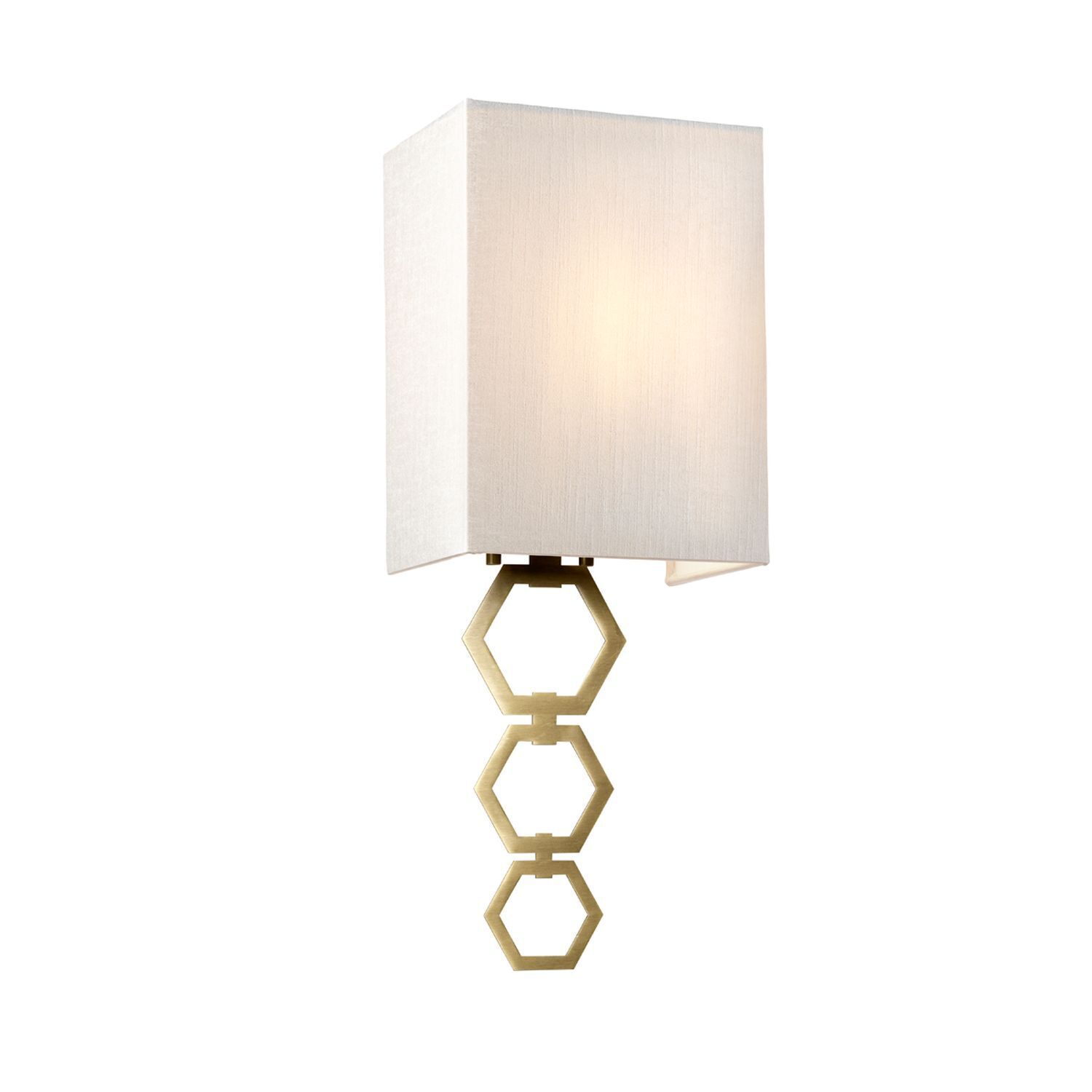 Wandleuchte Stoff Up Down Creme Messing antik Modern Lampe, Lampenschirm, Tischlampe