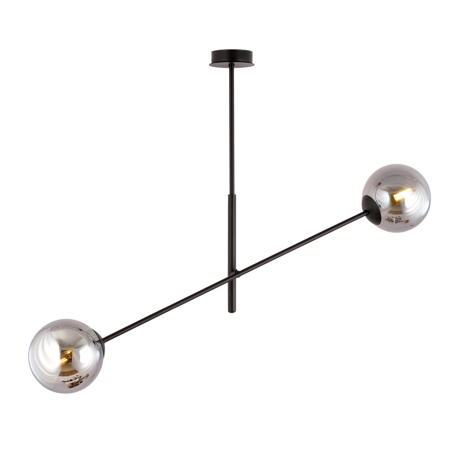 Plafonnier verre fumé métal L : 102 cm orientable 2x E14