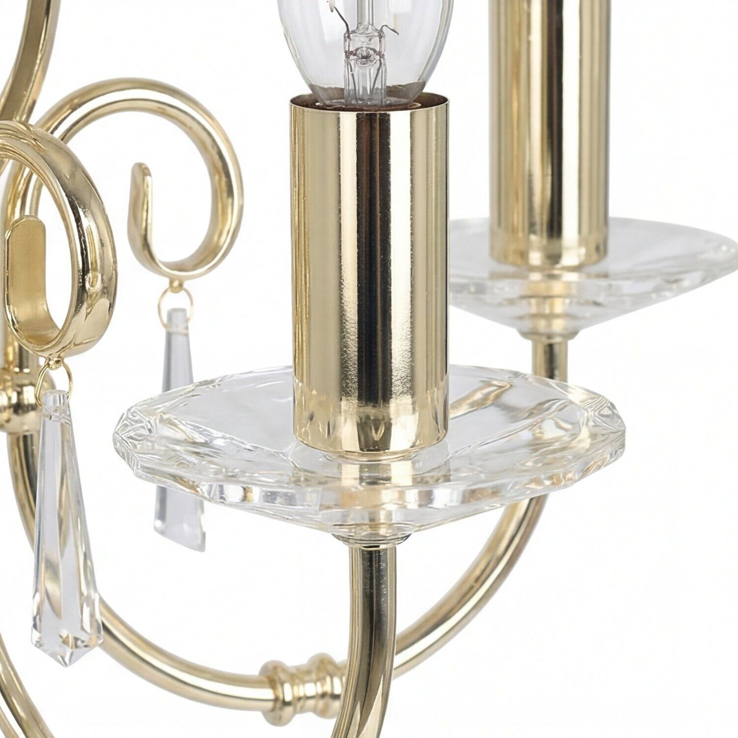 haengeleuchte-pendelleuchte-haengelampe-candela-5-flammig-messing-poliert-klassisch-04 Kronleuchter, Goldfarbene Ausführung, Kristallakzente, Glas-Schirm, Ambientebeleuchtung