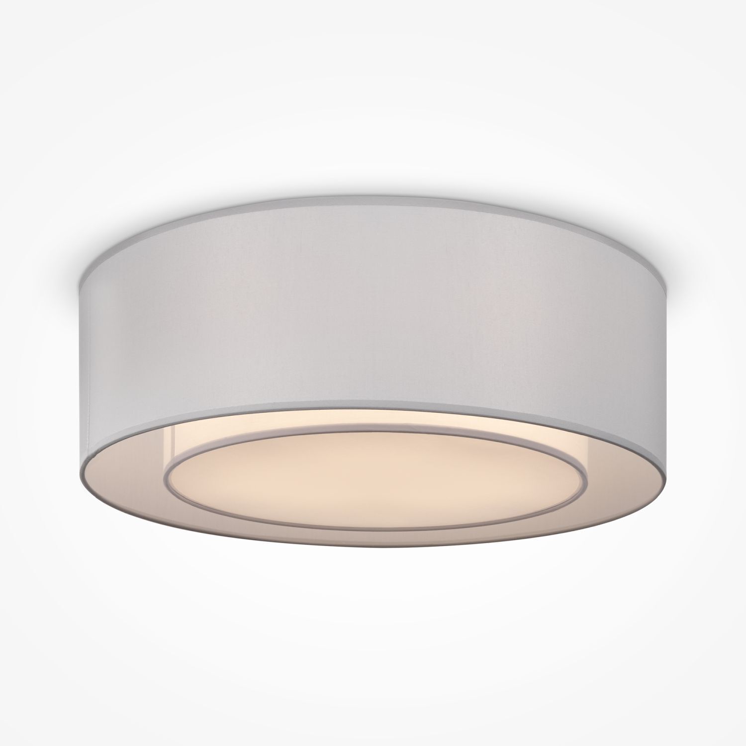 Plafonnier métal tissu rond Ø 52 cm chrome gris clair