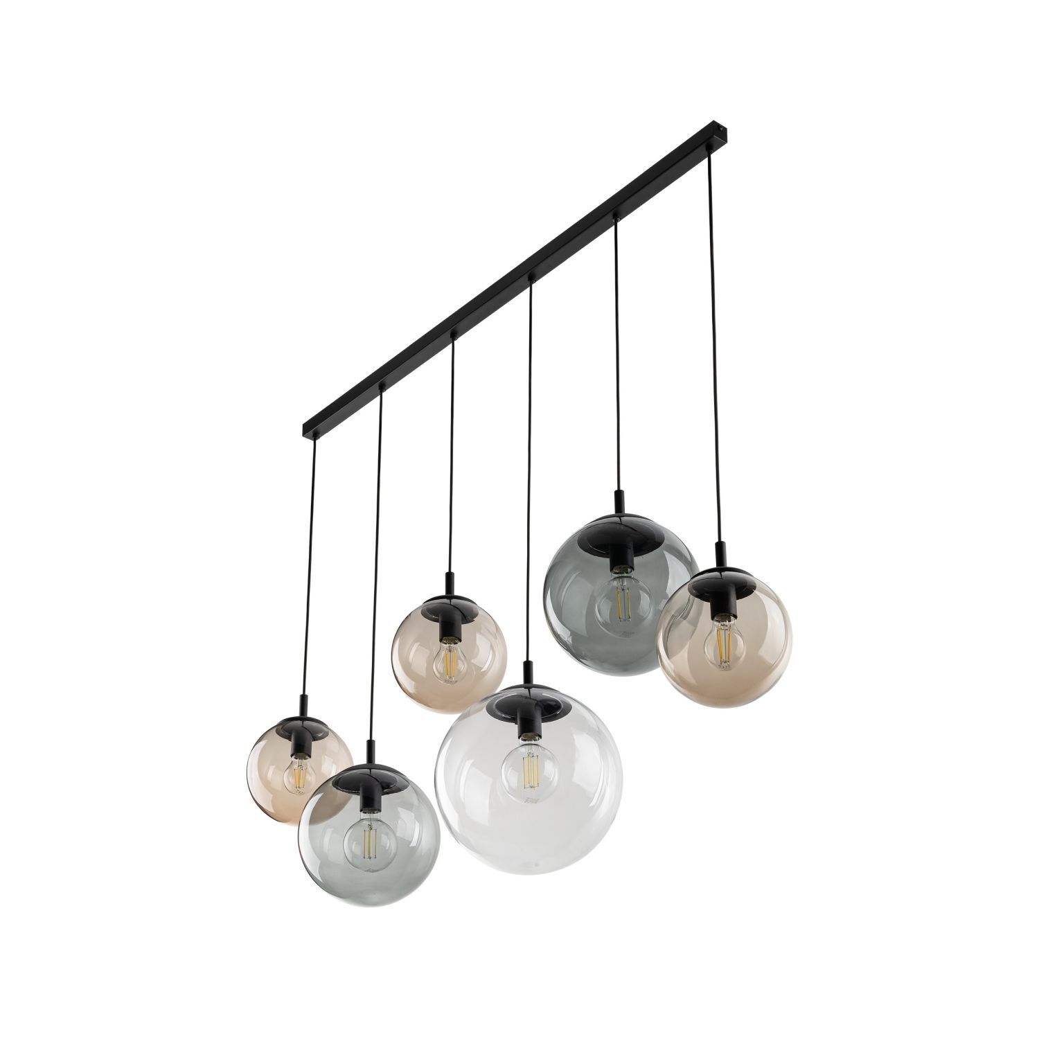 Lampe à suspendre verre fumé 130 cm de long H : max. 1,5 m réglable