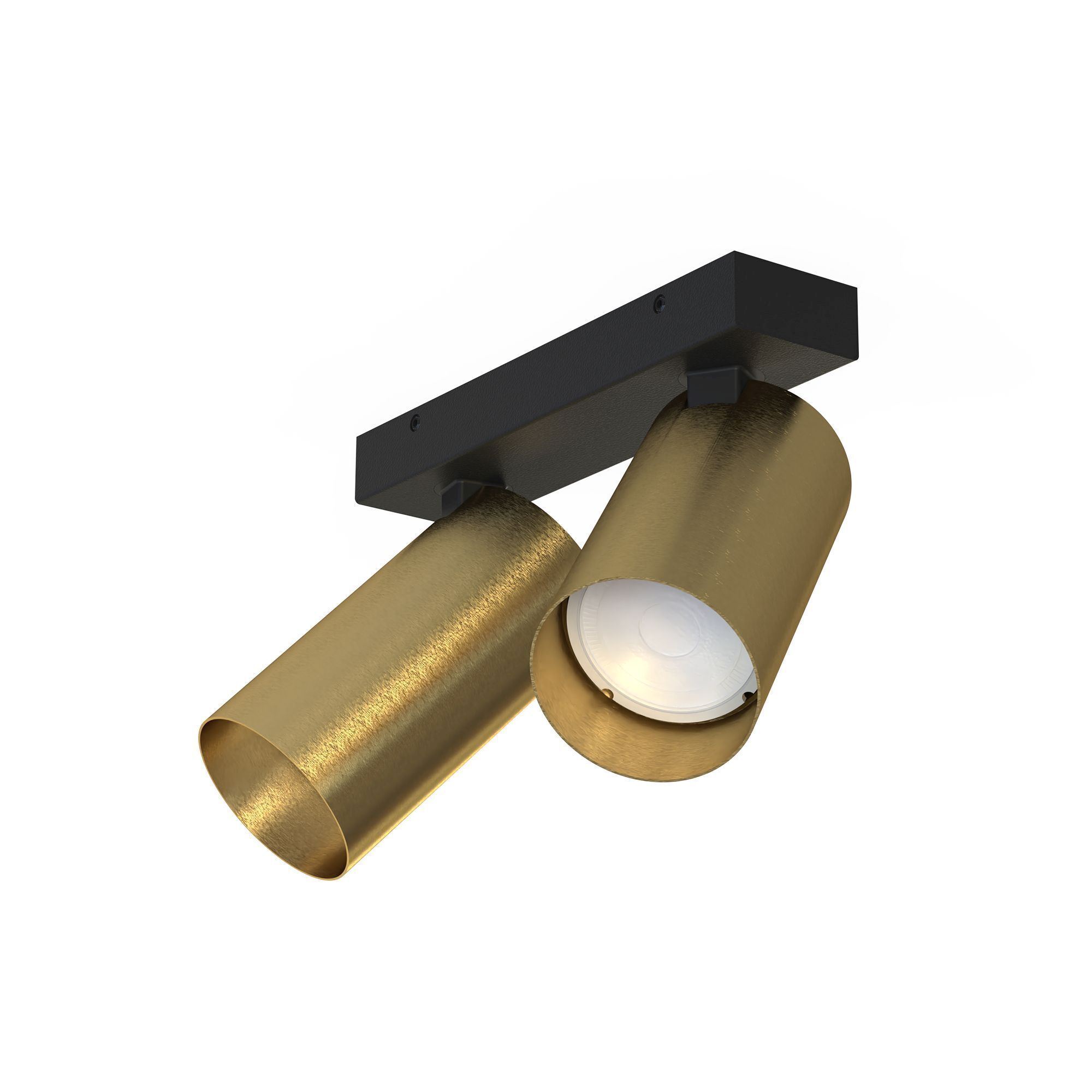 Moderner Deckenstrahler Messing Schwarz 2x GU10 Deckenleuchte, Spotlight, Gold, metallisch, zweistrahler