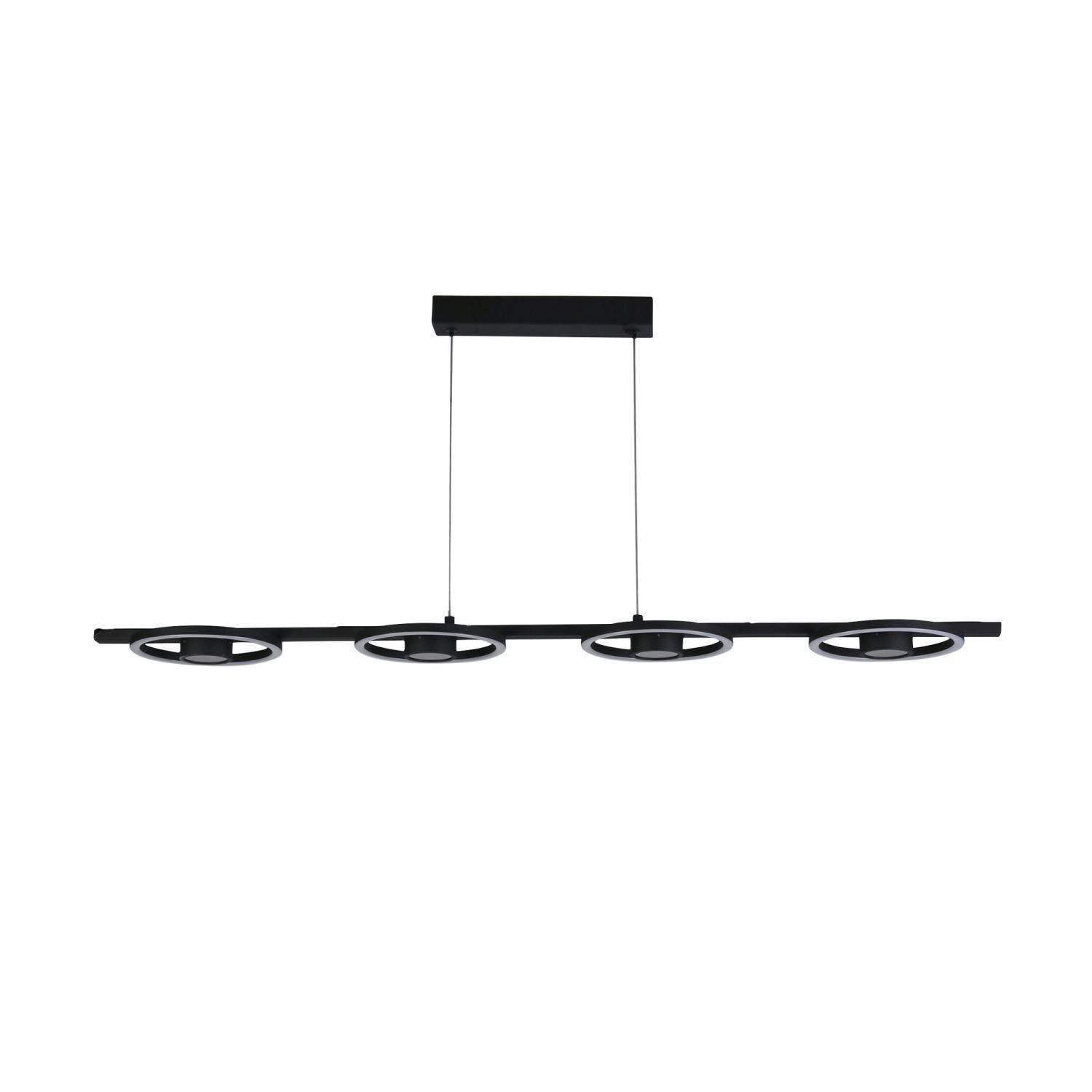 Suspension LED élégante Métal Noir 3000 K Anneaux