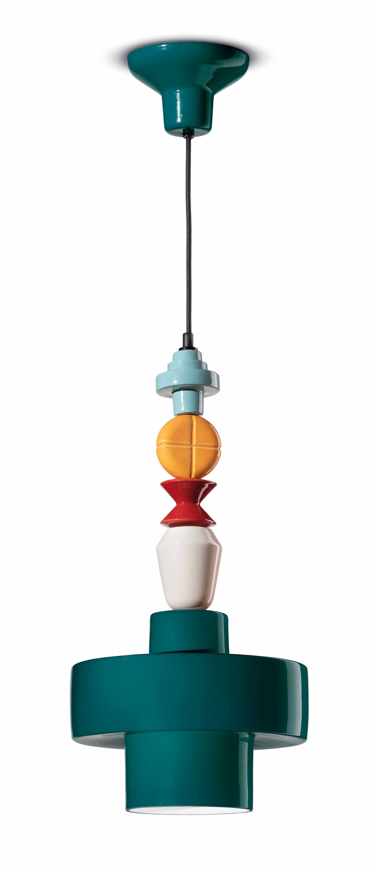 Lampe à suspendre céramique pétrole multicolore E27 Retro SILVIA