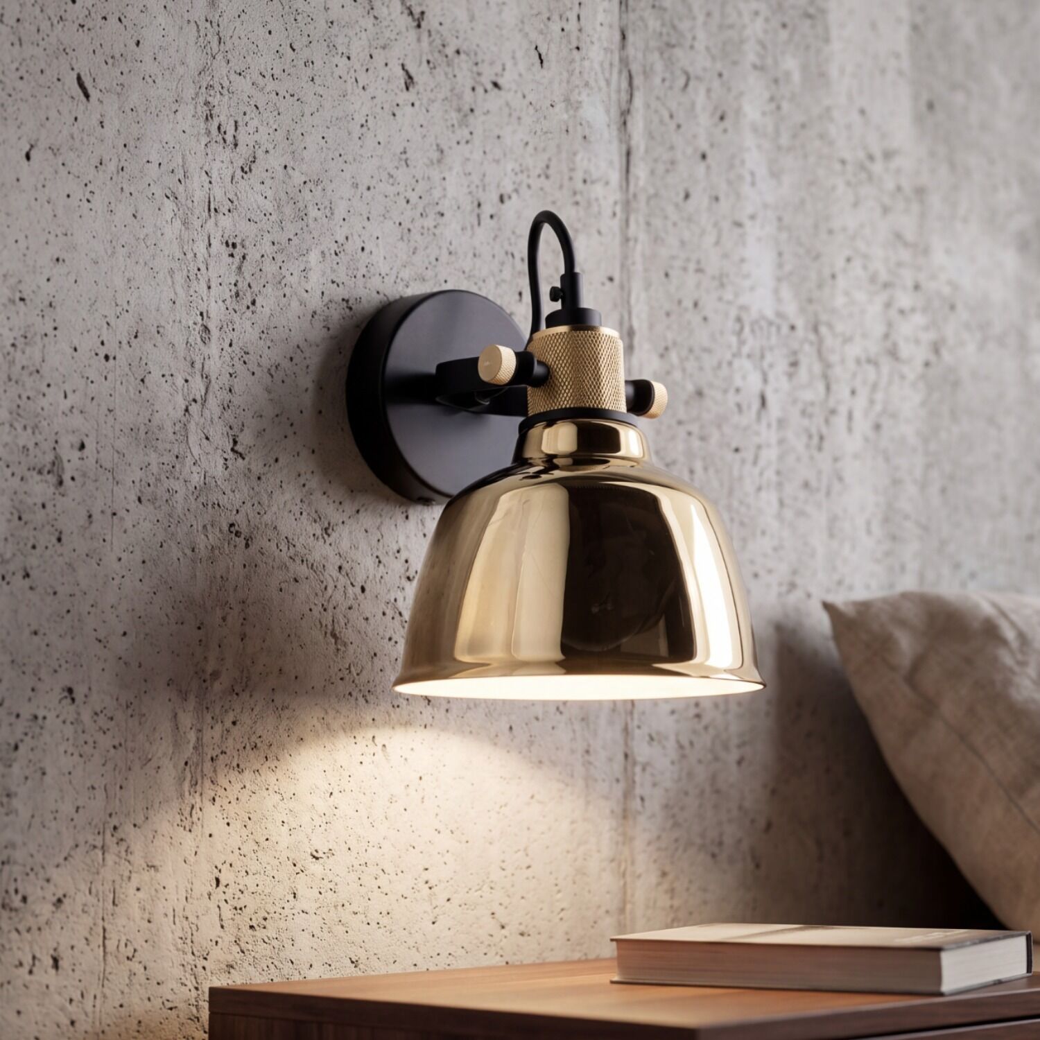 spots-industrial-leuchte-wohnzimmerlampe-gold-zero-1x-e27-max.-60w-schwarz-gold-metall-glas-echtes-messing-industrie-le50721-02 Wandlampe, Bronzefarben, Wandleuchte, Metall, Lampenschirm?