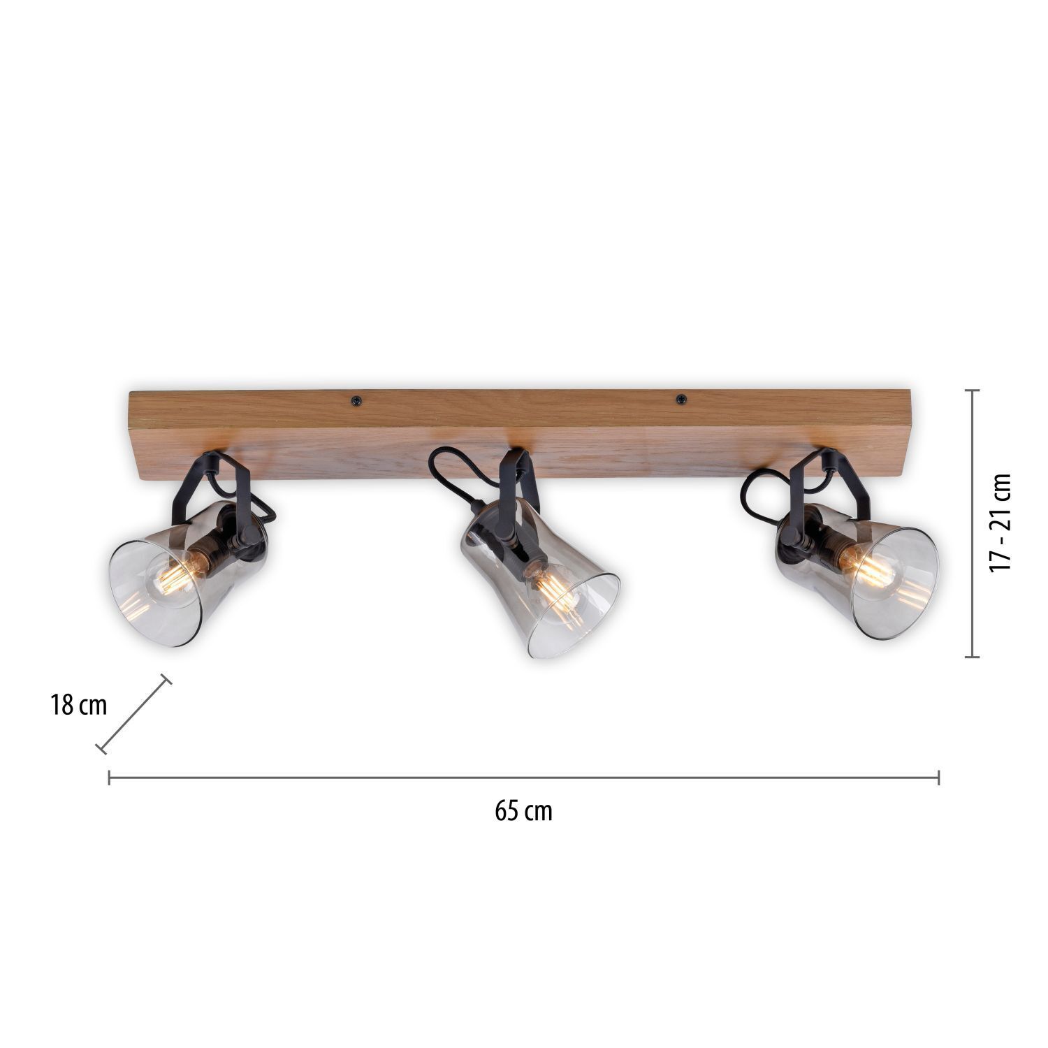 Verstellbarer Deckenspot Glas Eiche E14 65 cm blendarm Beleuchtung, Licht