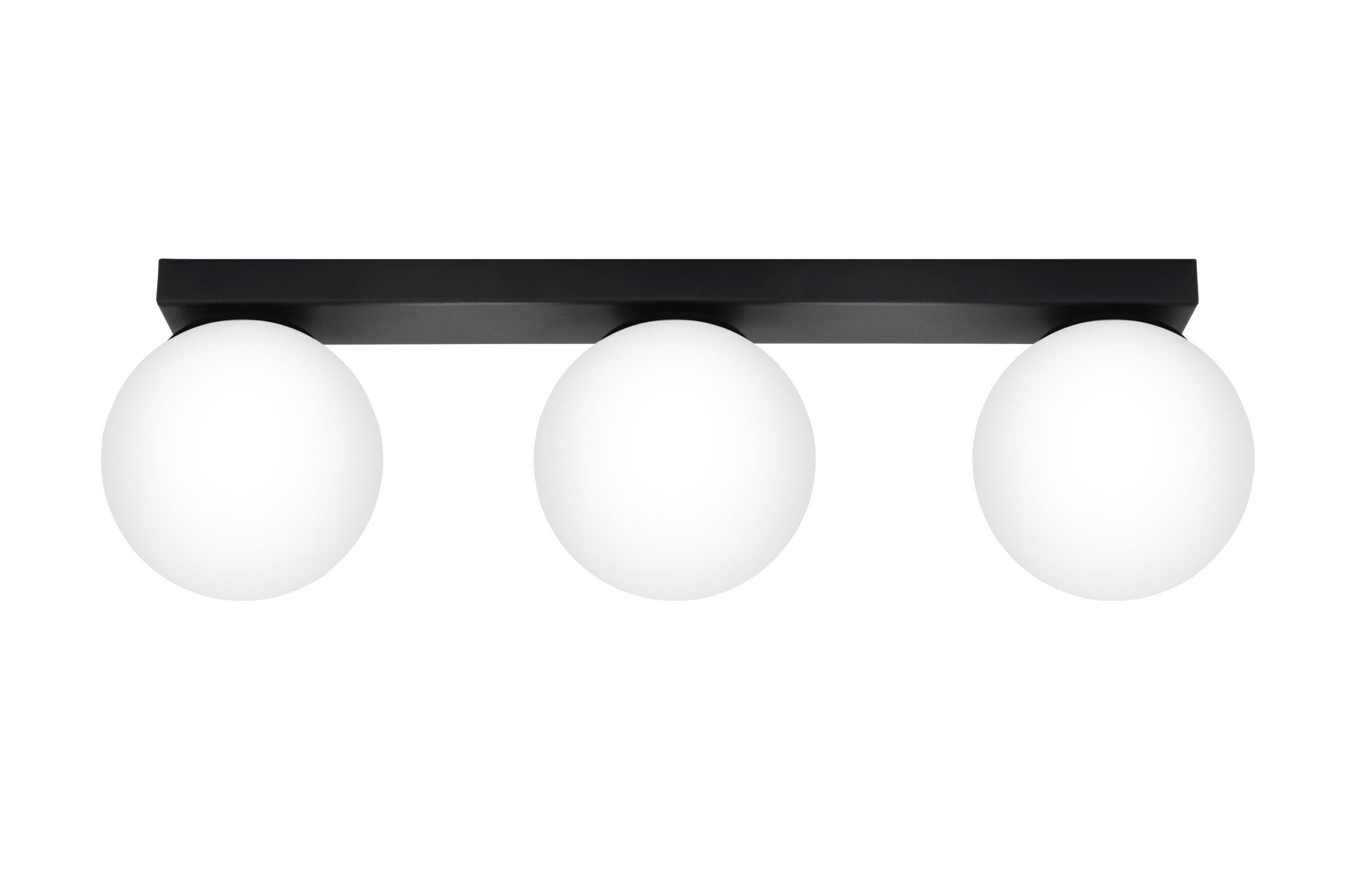 Plafonnier noir blanc 3 flammes 50 cm de long RAMSI