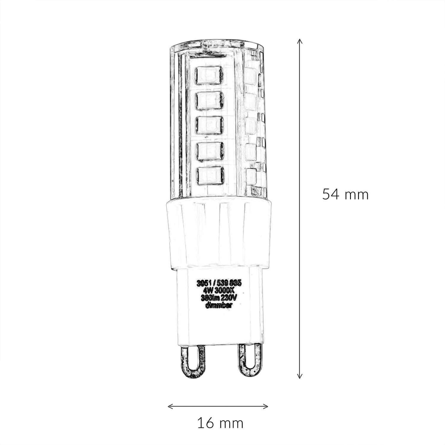 Ampoule LED à intensité variable G9 4 Watt 3000 K 365 lm - LM103