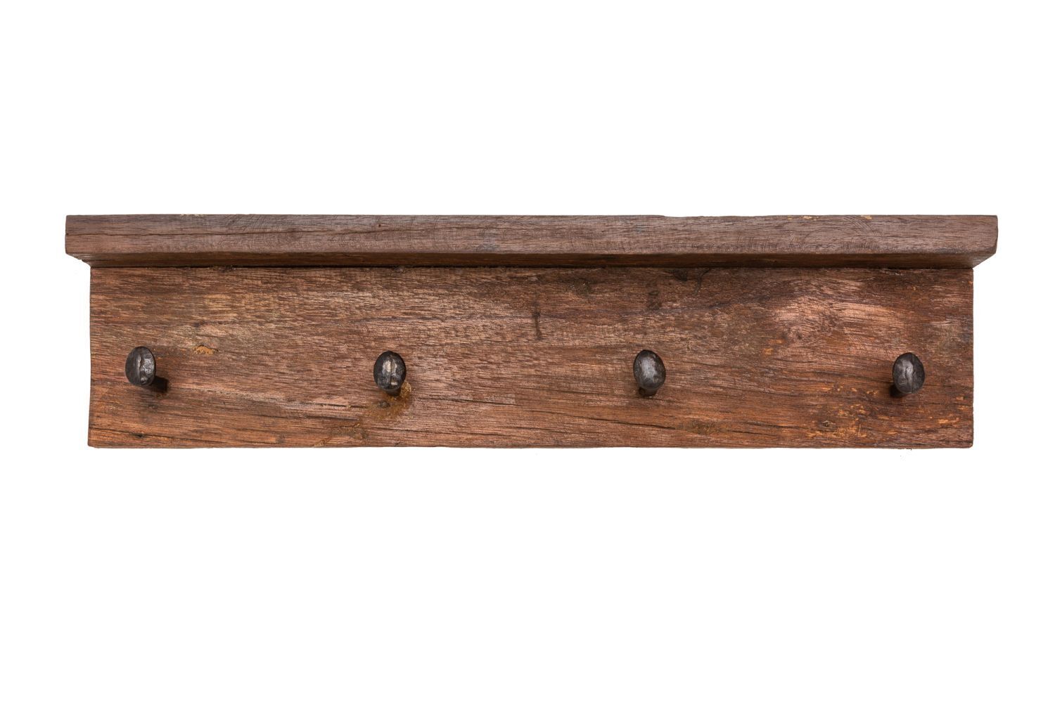 Portemanteau mural teck recyclé métal 30 cm en naturel