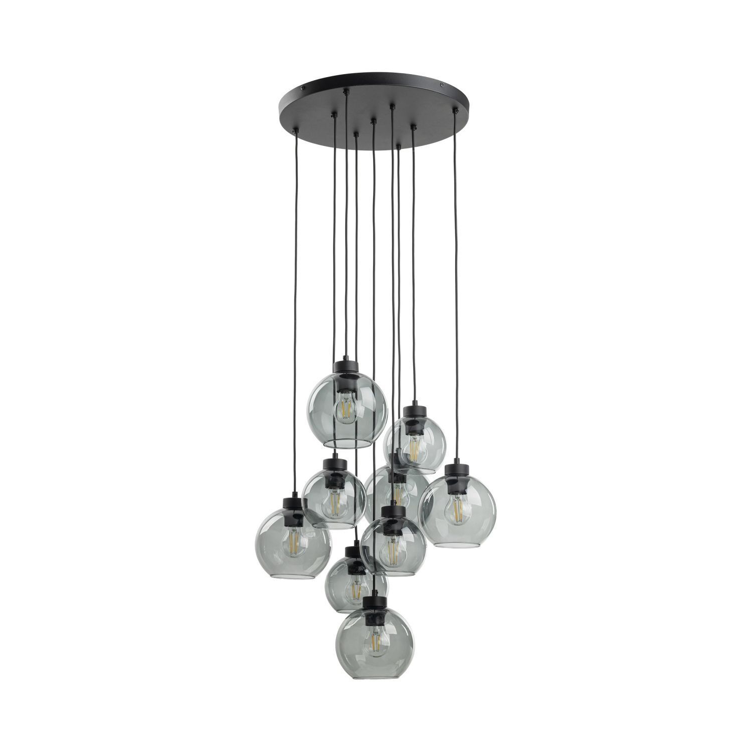 Suspension verre fumé métal H : max. 140 cm 9x E27