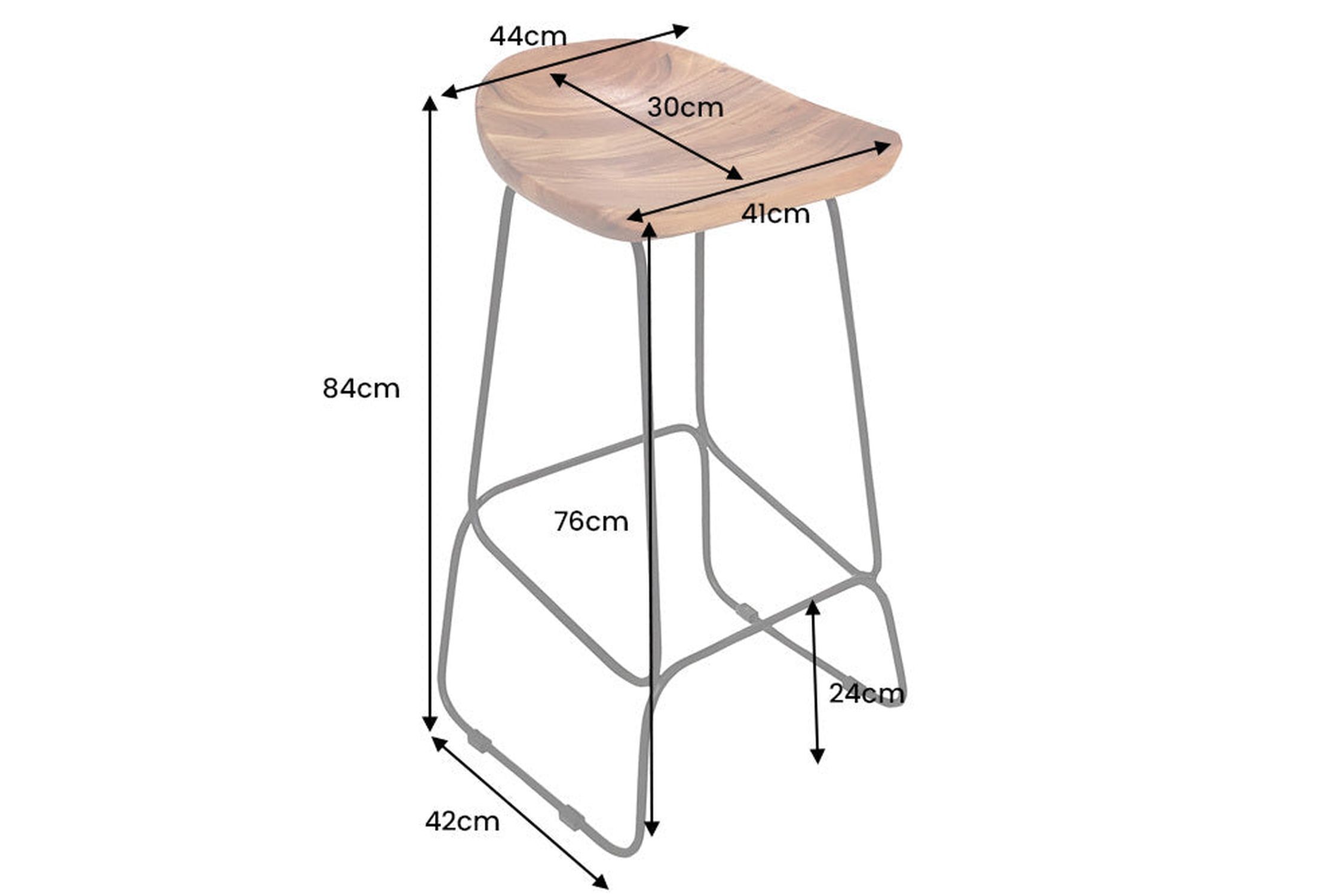 Tresenstuhl Holz Metall mit Fußablage ohne Lehne Moebel, Barhocker, Tabelle, Schreibtisch