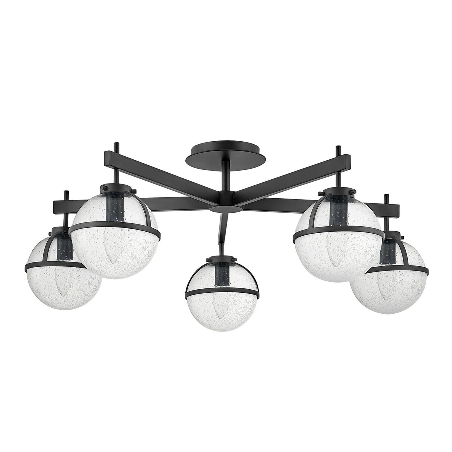 Lampe de plafonnier salle de bain IP44 81,3 cm de large E14 noir métal verre