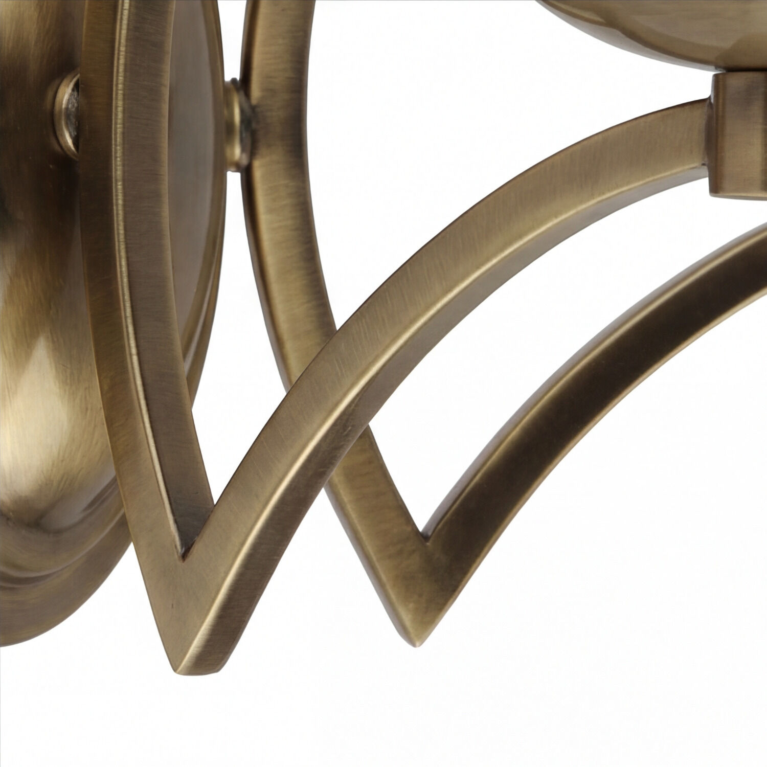 Wandlampe mit Schalter E14 in Messing Antik 2-flammig Metall, Messing, Skulptur, Wandleuchte, gebogene Metallform