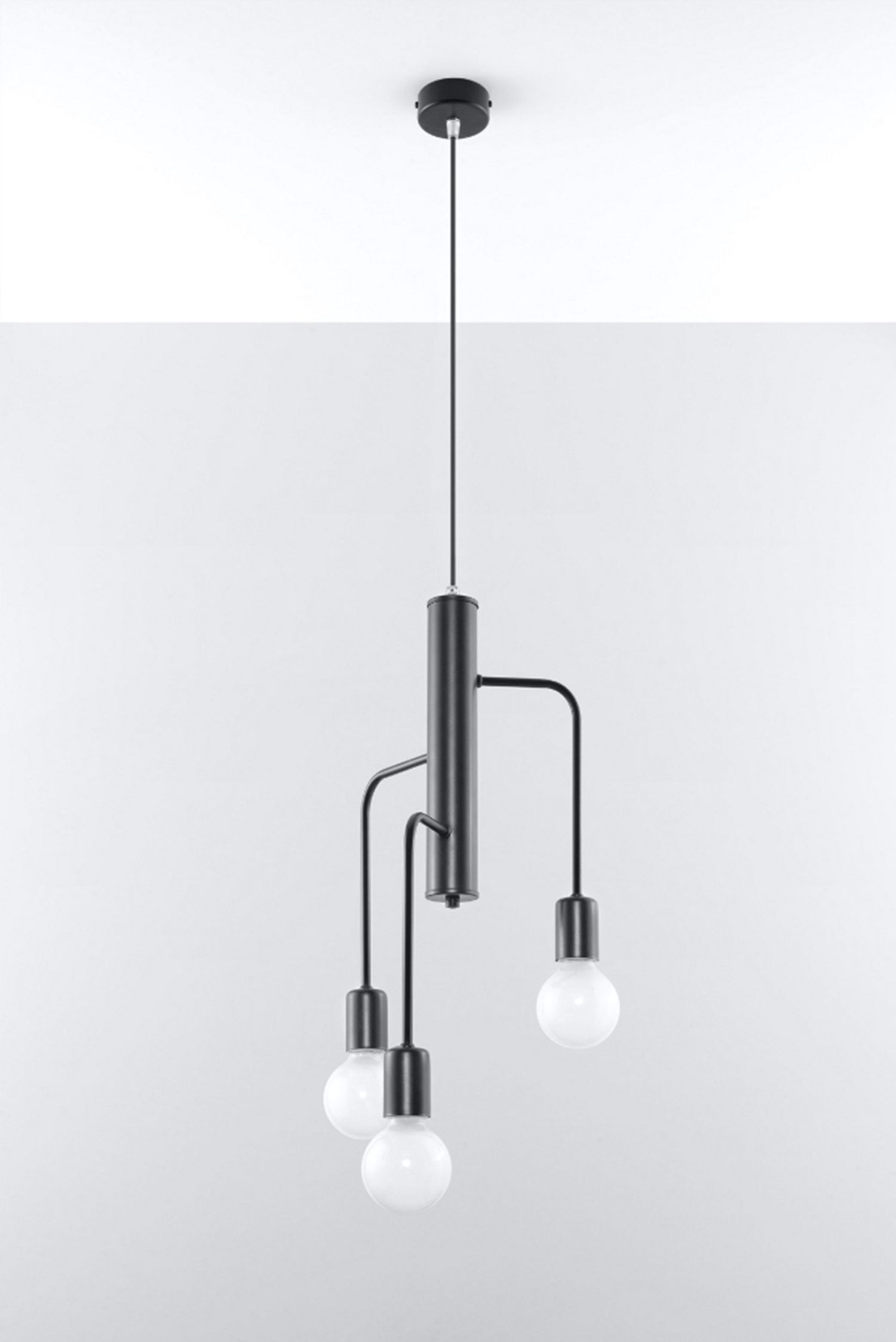 Suspension Noir Métal Rétro 3 feux E27 NERVIA