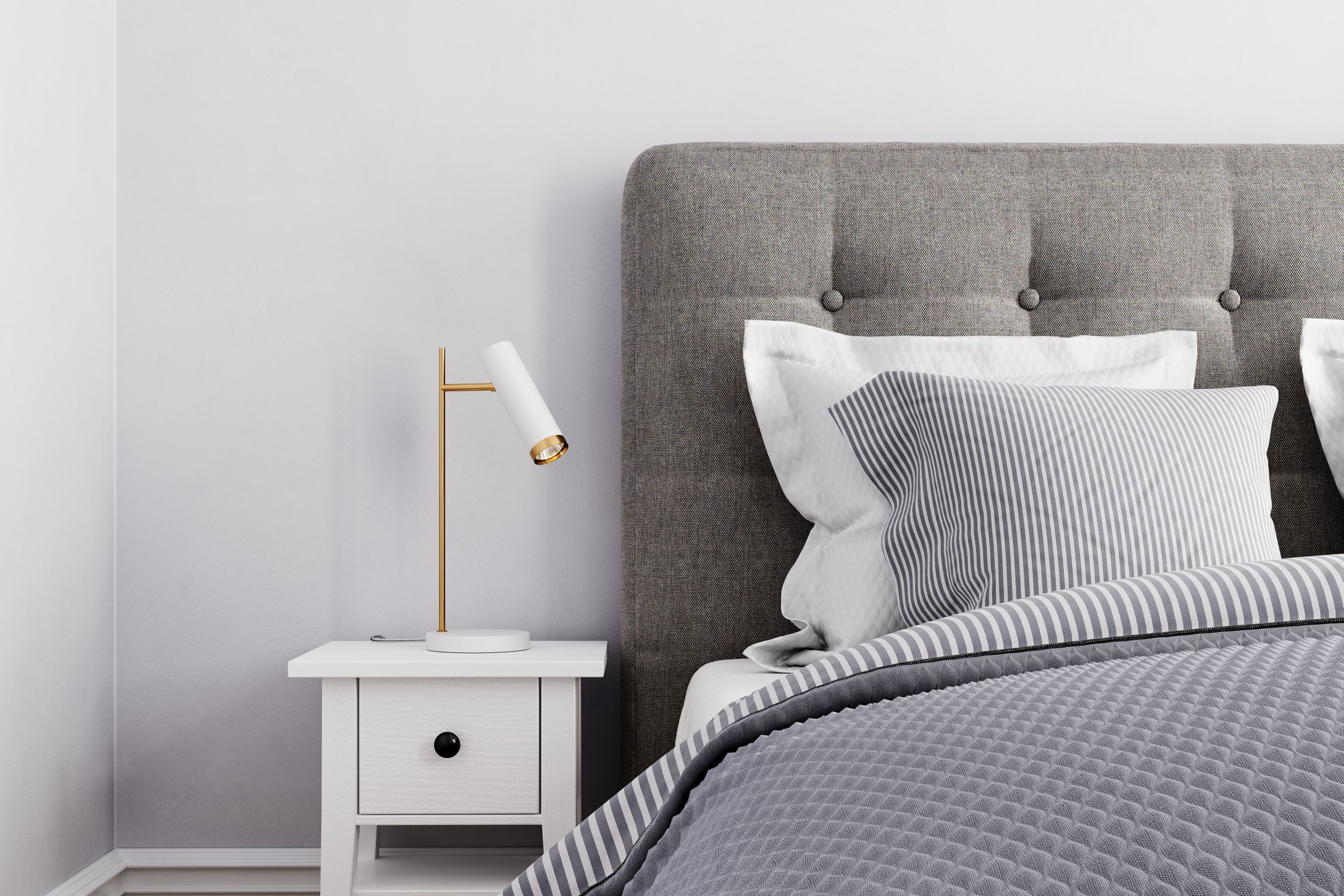 Schreibtischlampe Weiß Gold 49 cm hoch GU10 verstellbar Kopfkissen, Bett, Nachttisch, Lampe, Bettwäsche