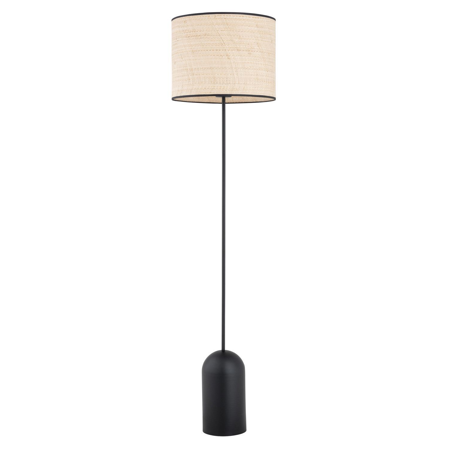 Lampadaire Rotin Métal E27 142 cm Noir Naturel Moderne