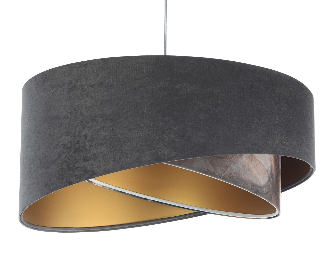 Lampe à suspendre Gris Or E27 Abat-jour en tissu Ø 50 cm Moderne KARIM