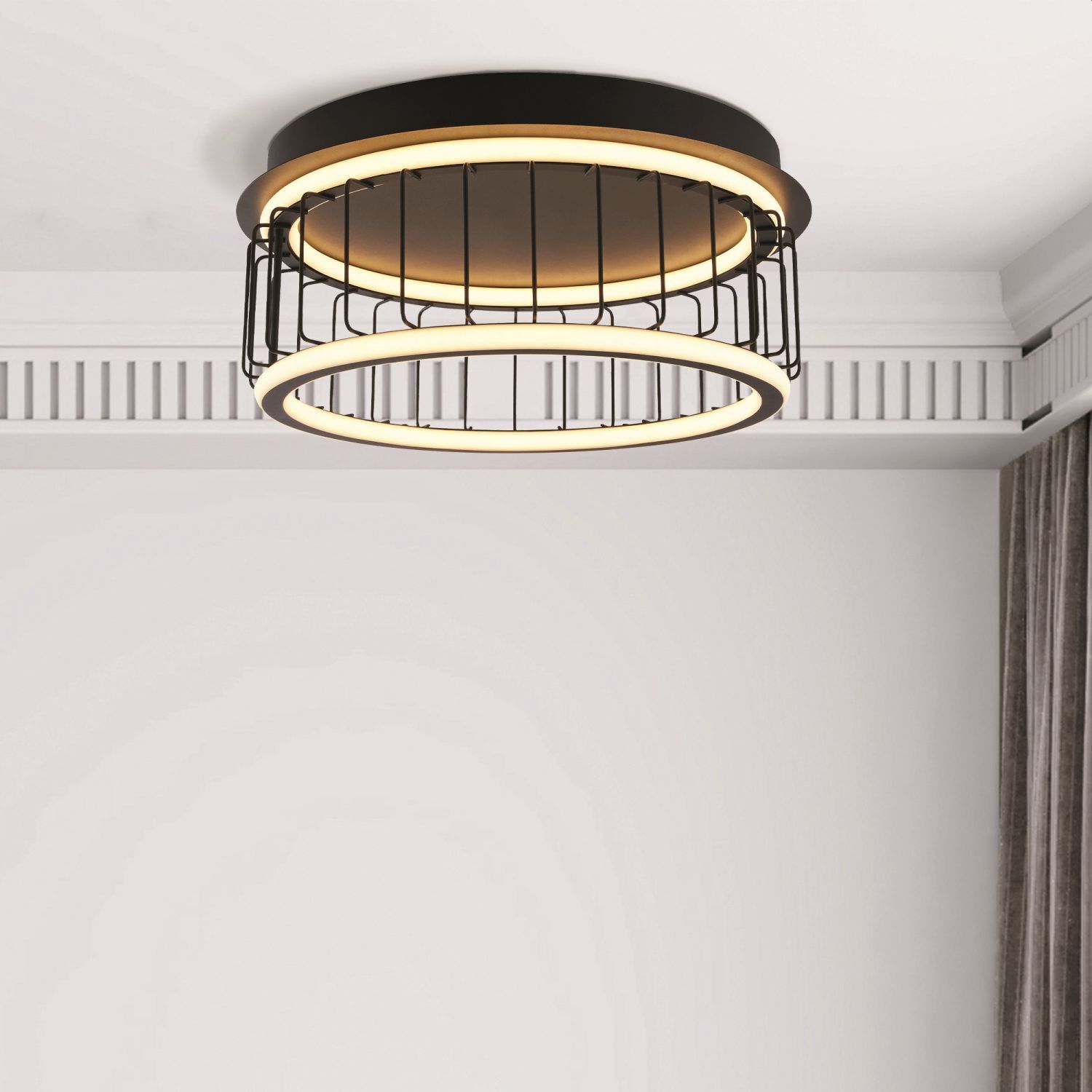 Plafonnier LED rond noir blanc 3000 K 1074 lm D : 40 cm