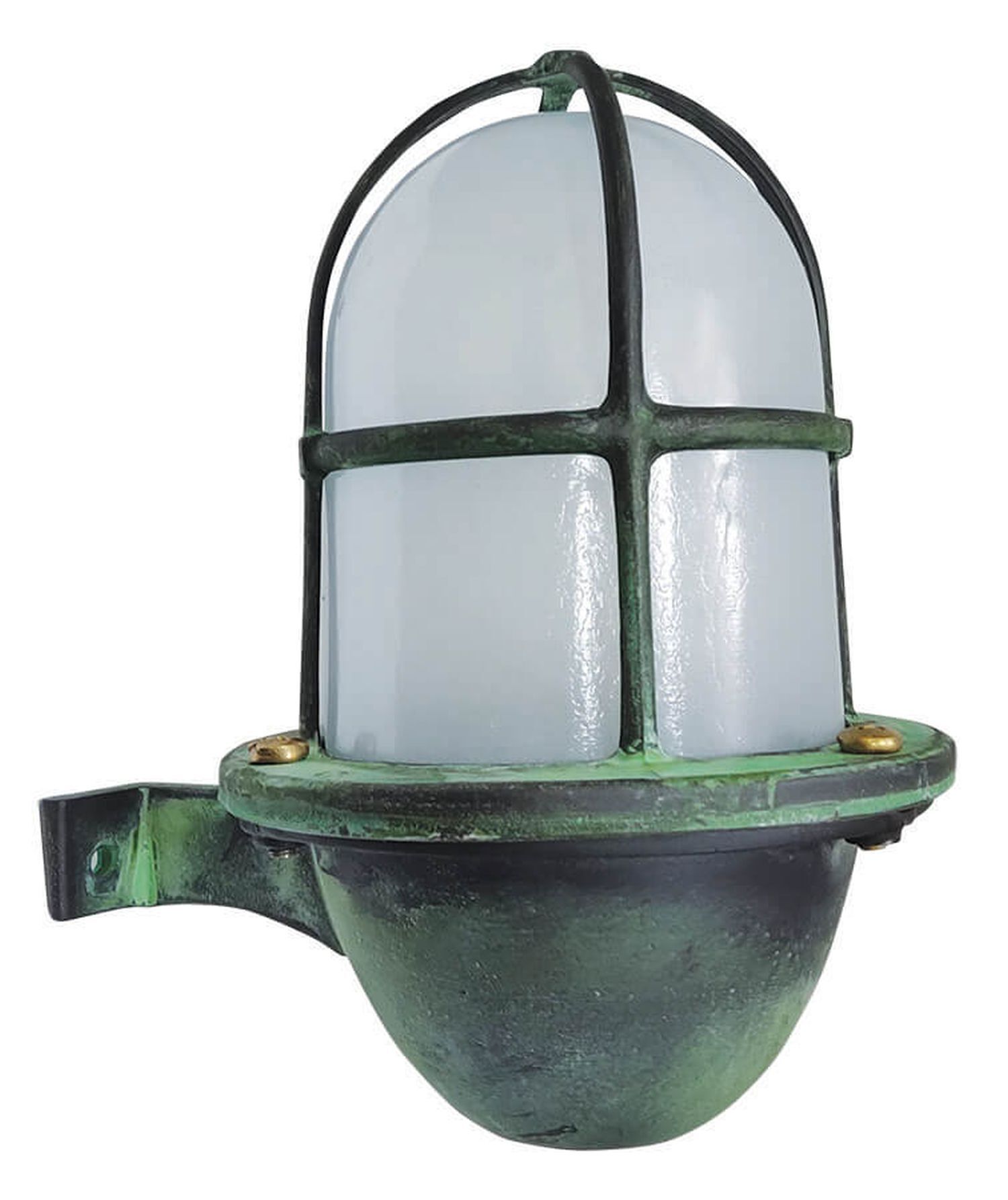 Lampe d'extérieur mur laiton verre H : 18 cm IP64 E27 vert antique