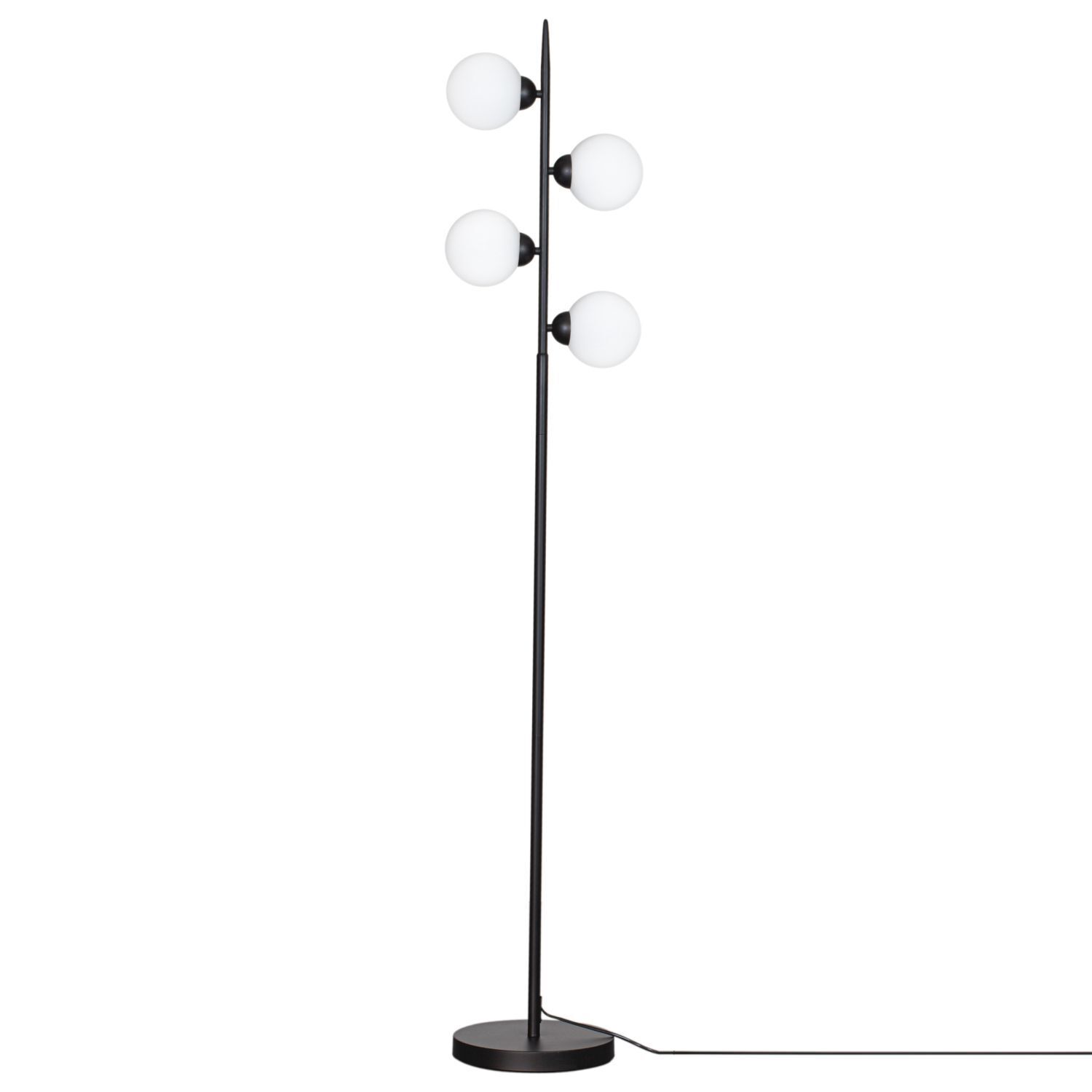 Lampadaire Salon 160 cm noir blanc métal verre 4x G9 Lampe