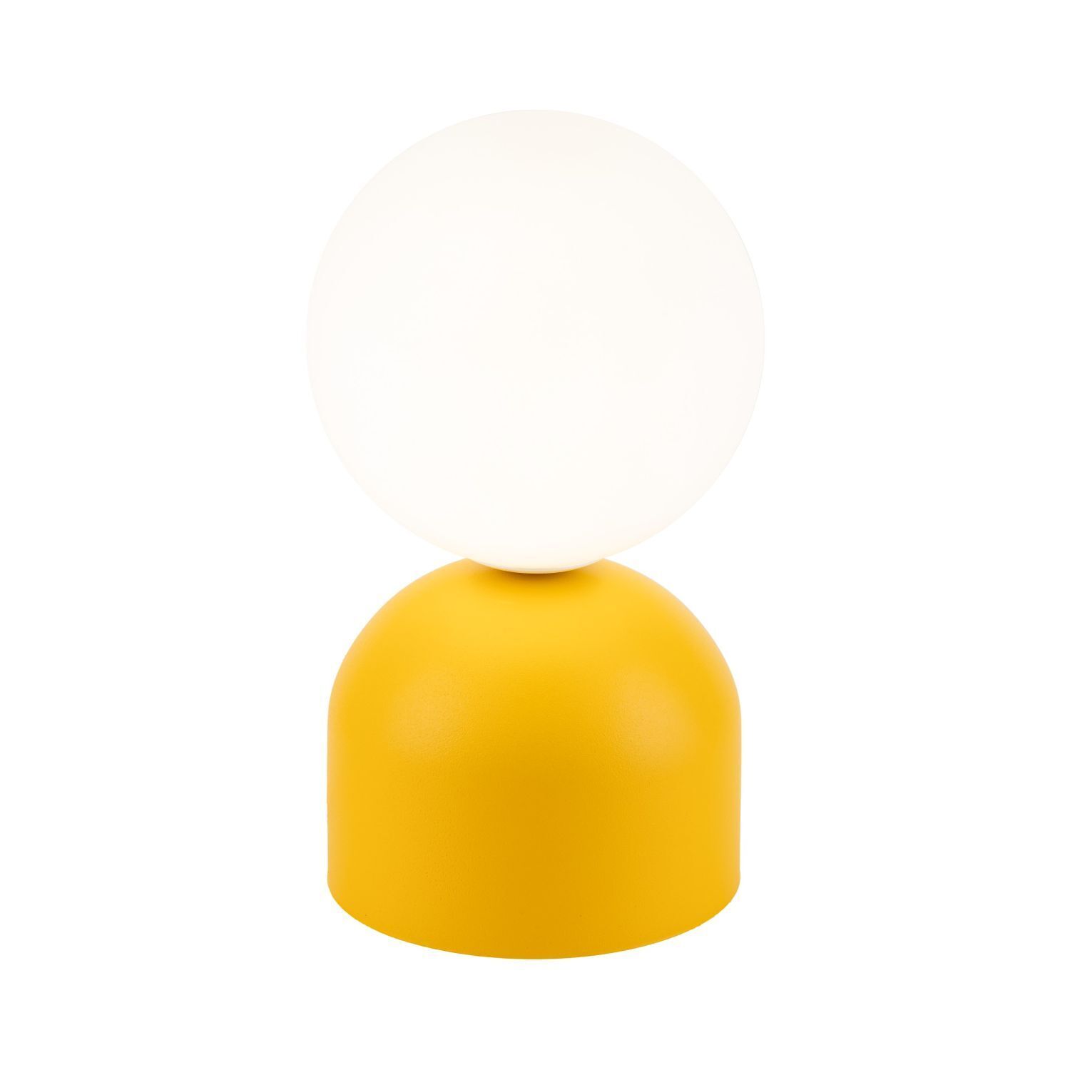 Lampe de table rétro verre métal H : 21 cm petit jaune blanc G9