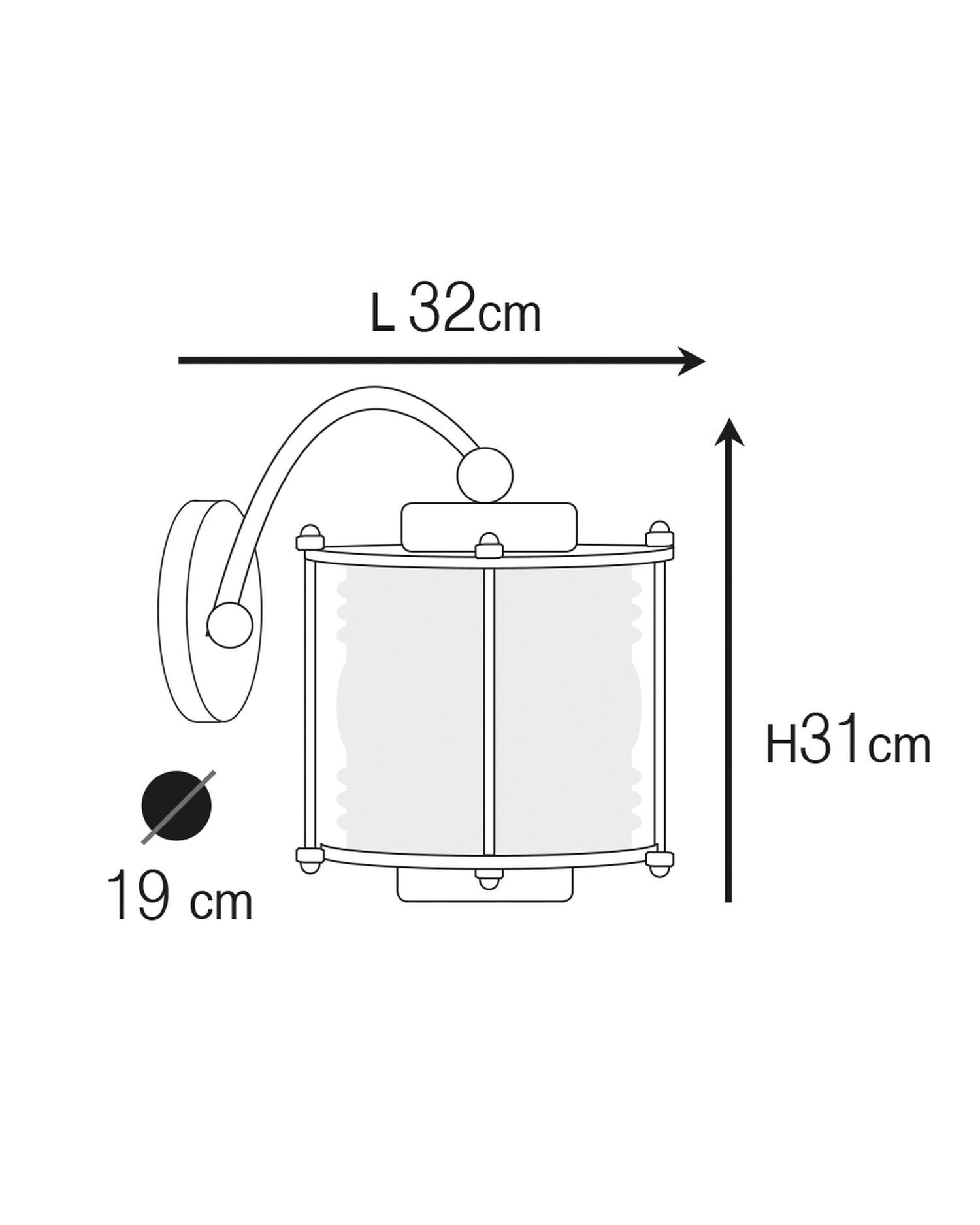Applique extérieure laiton massif verre H : 31 cm IP53 E27