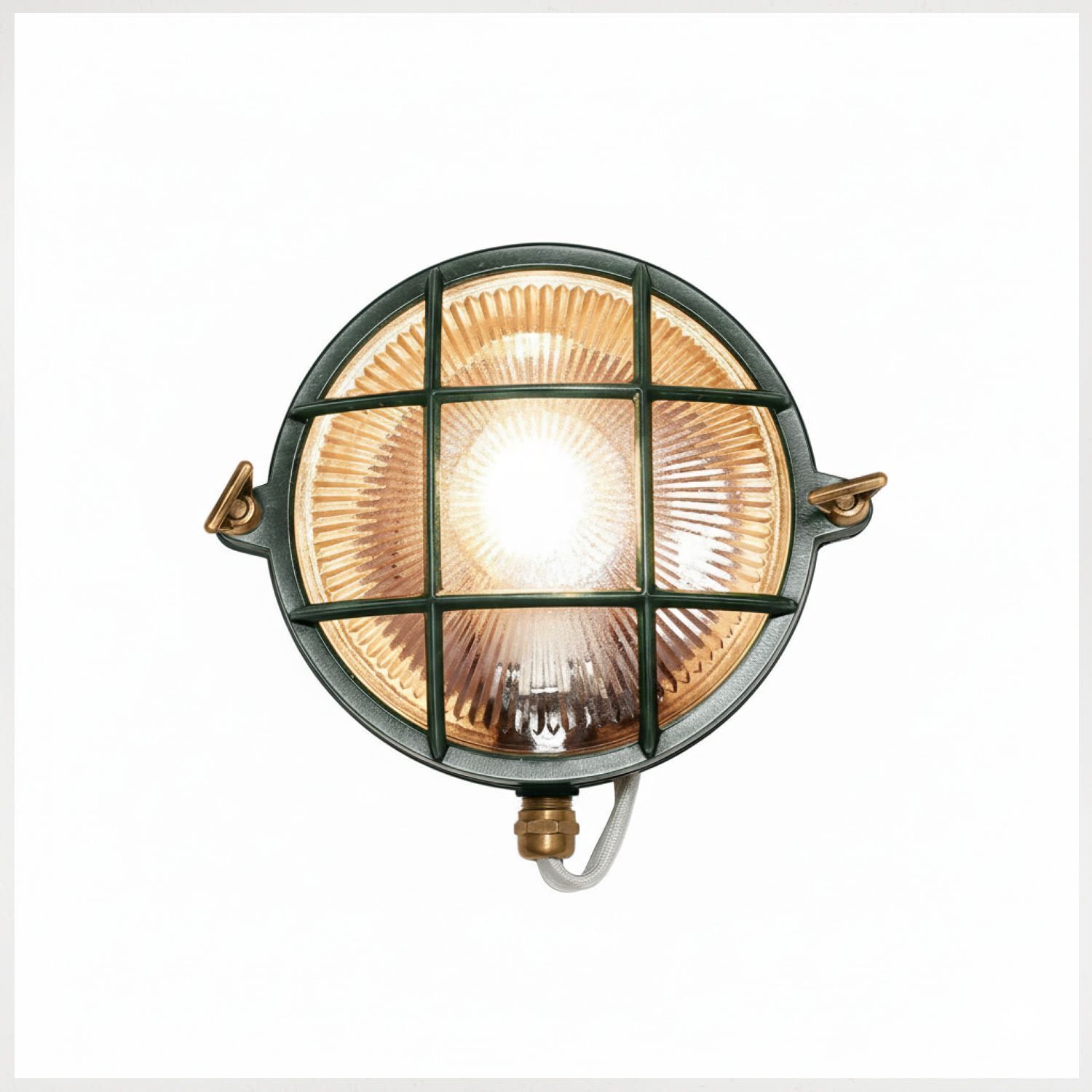 Außenlampe Wand Messing Glas D: 24 cm rund IP64 Grün