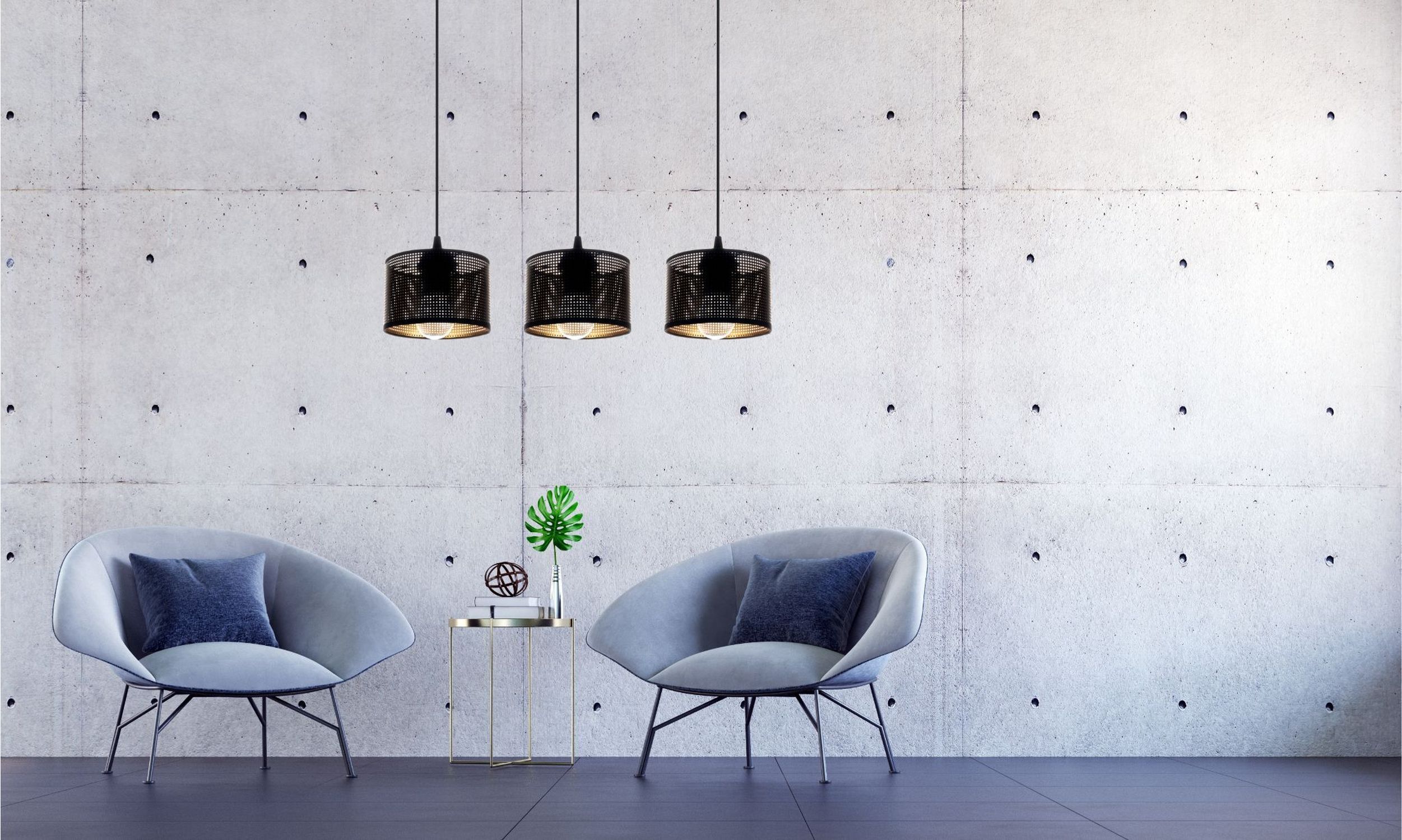 Mauer, Innenarchitektur, Stuhl, Lampe, Pflanze