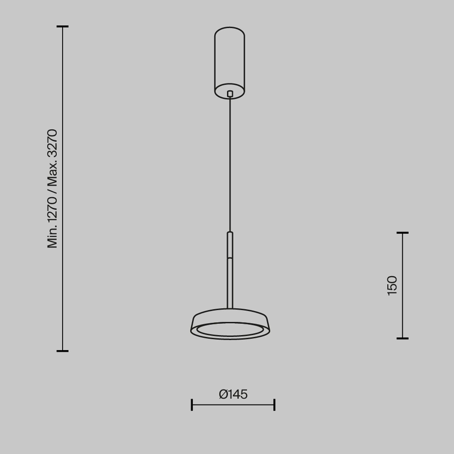Lampe LED à suspendre Aluminium Ø 15,3 cm rond H : max. 327 cm