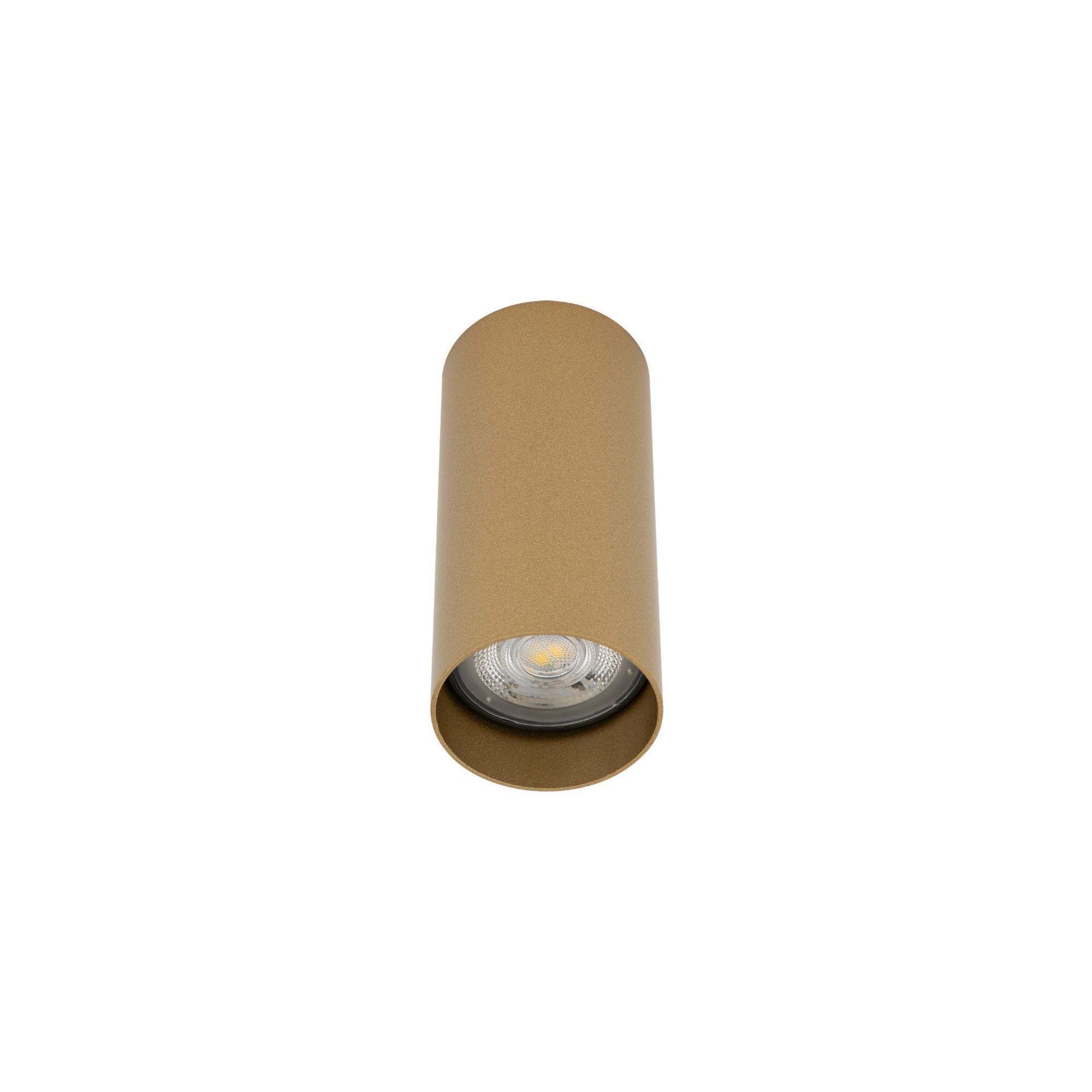 Eleganter Aufbauspot Stahl in Gold GU10 Ø5,5 cm rund Wandleuchte, Korbfarben, LED, Tube, Beleuchtung