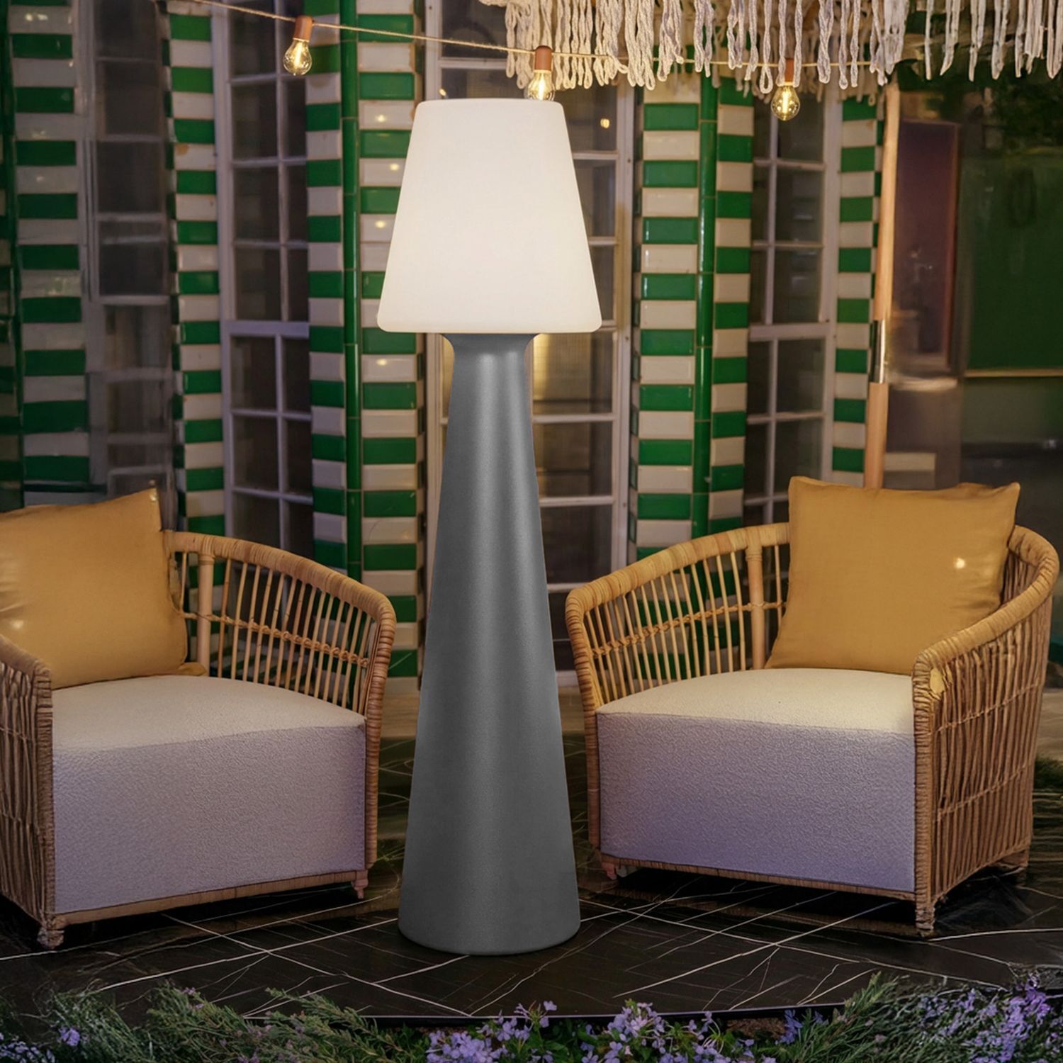 Stehlampe, Tischlampe, Hornform, Grau, Indoor-Beleuchtung