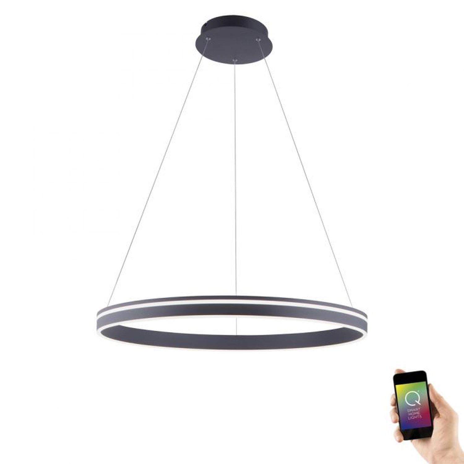 Lampe LED à suspendre Ring Anthracite Ø79 cm 7000 lm dimmable Lampe, Kronleuchter