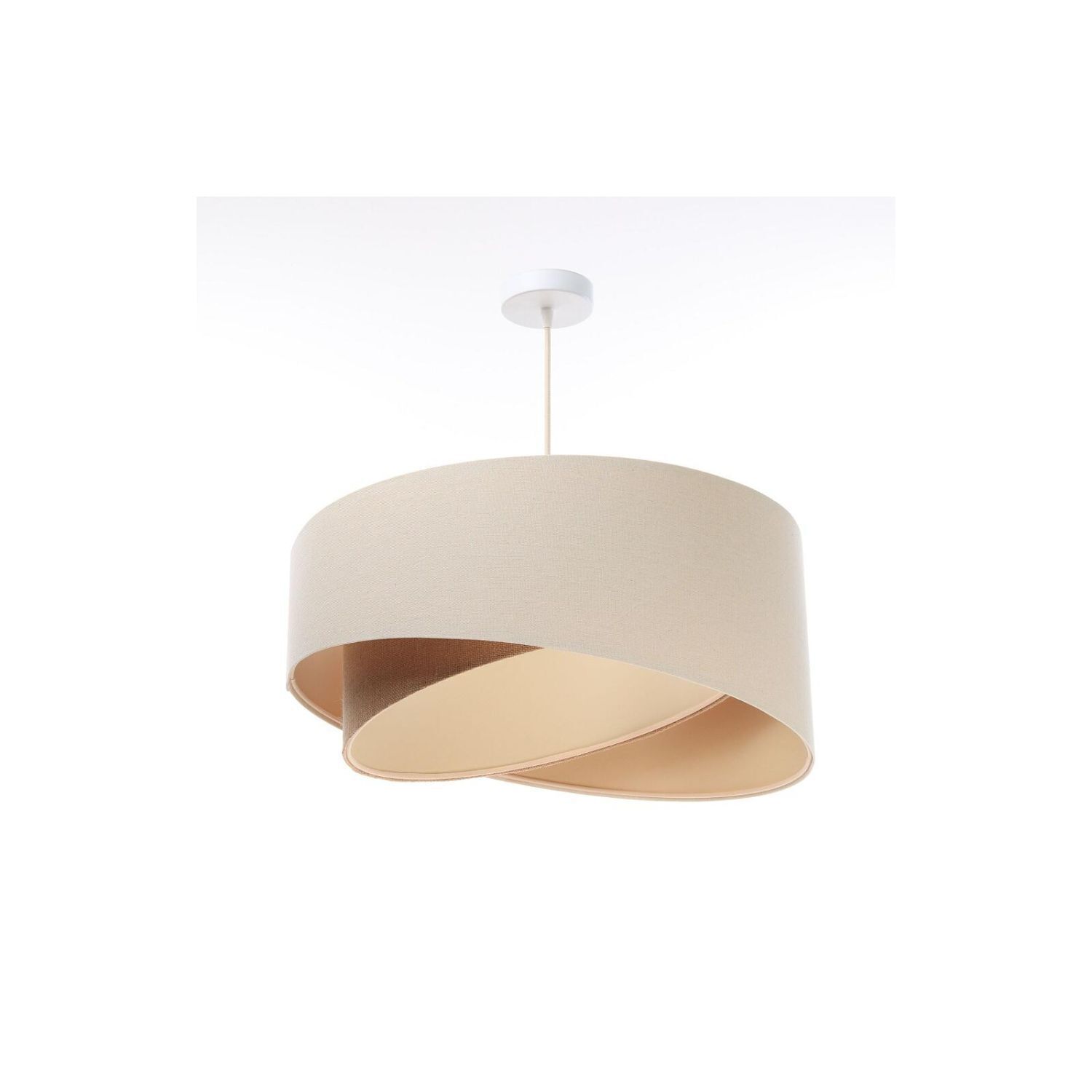 Lampe à suspendre en lin E27 ronde Ø 50 cm Crème Beige confortable