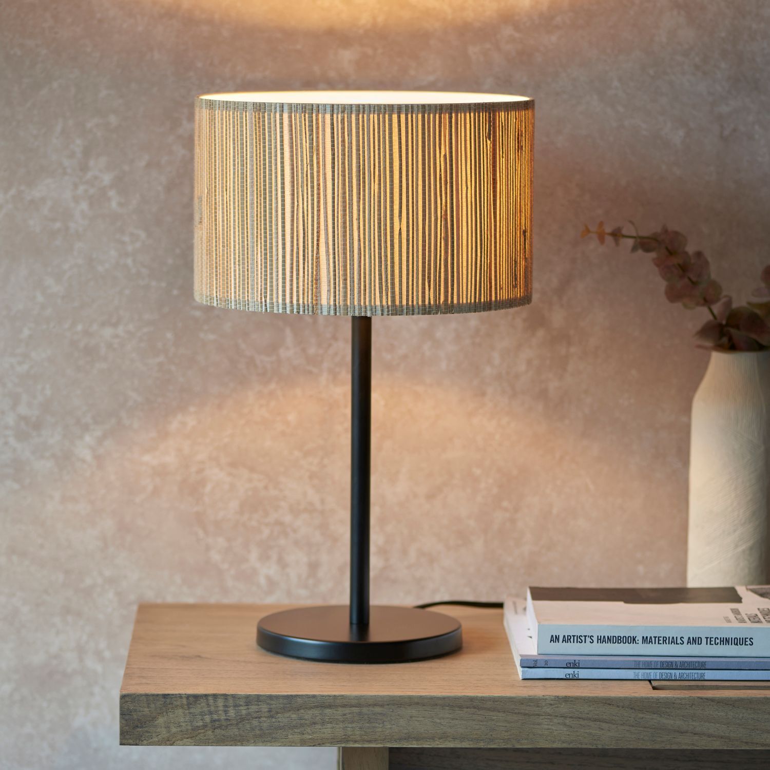 Lampe de table E27 41 cm de haut Herbe de mer Métal Moderne Boho