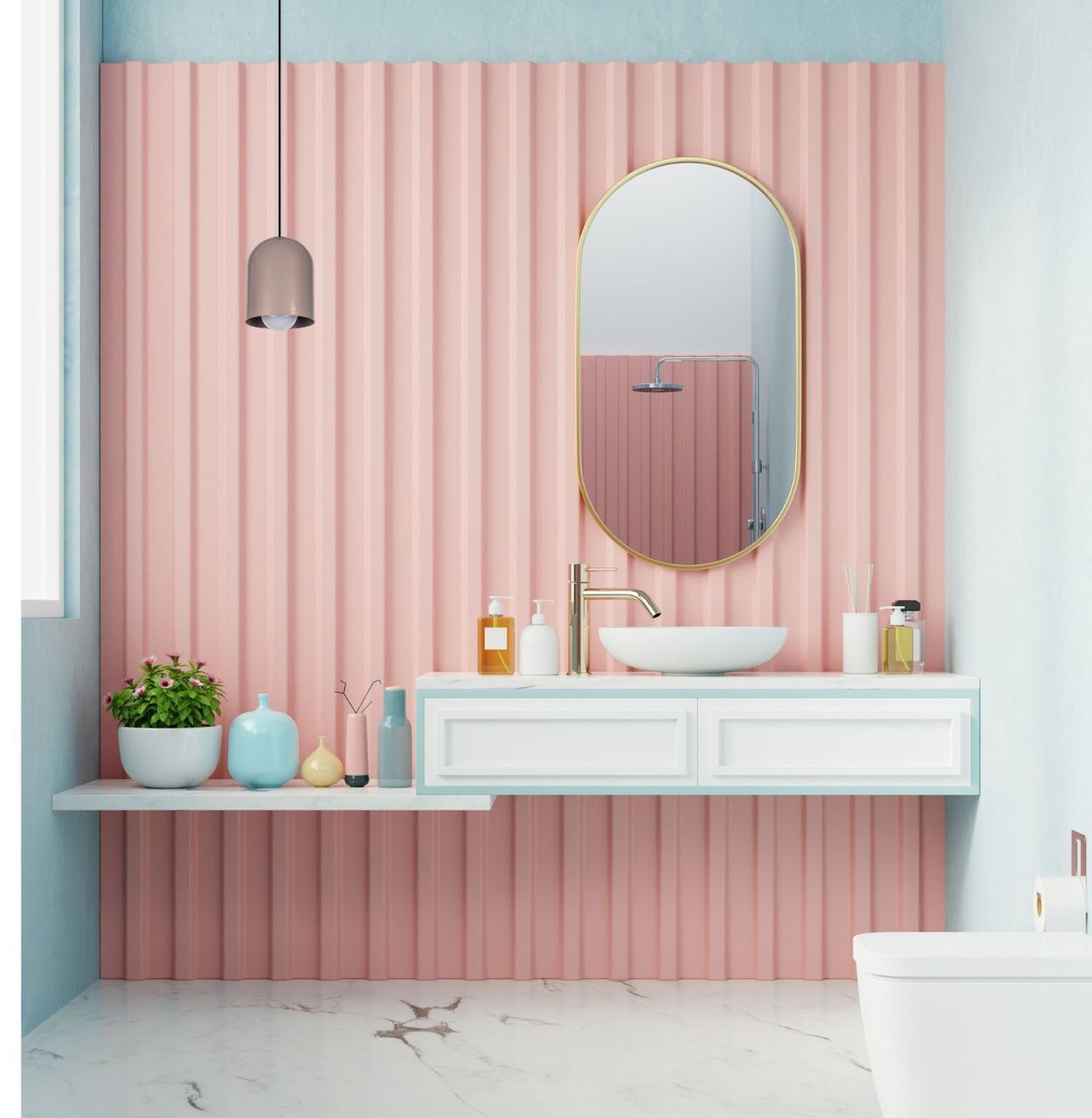 Runde Pendelleuchte Metall Schwarz Pink E27 Ø11 cm Loft Badezimmer, Waschbecken, Waschtisch, Spiegel, Baddekoration